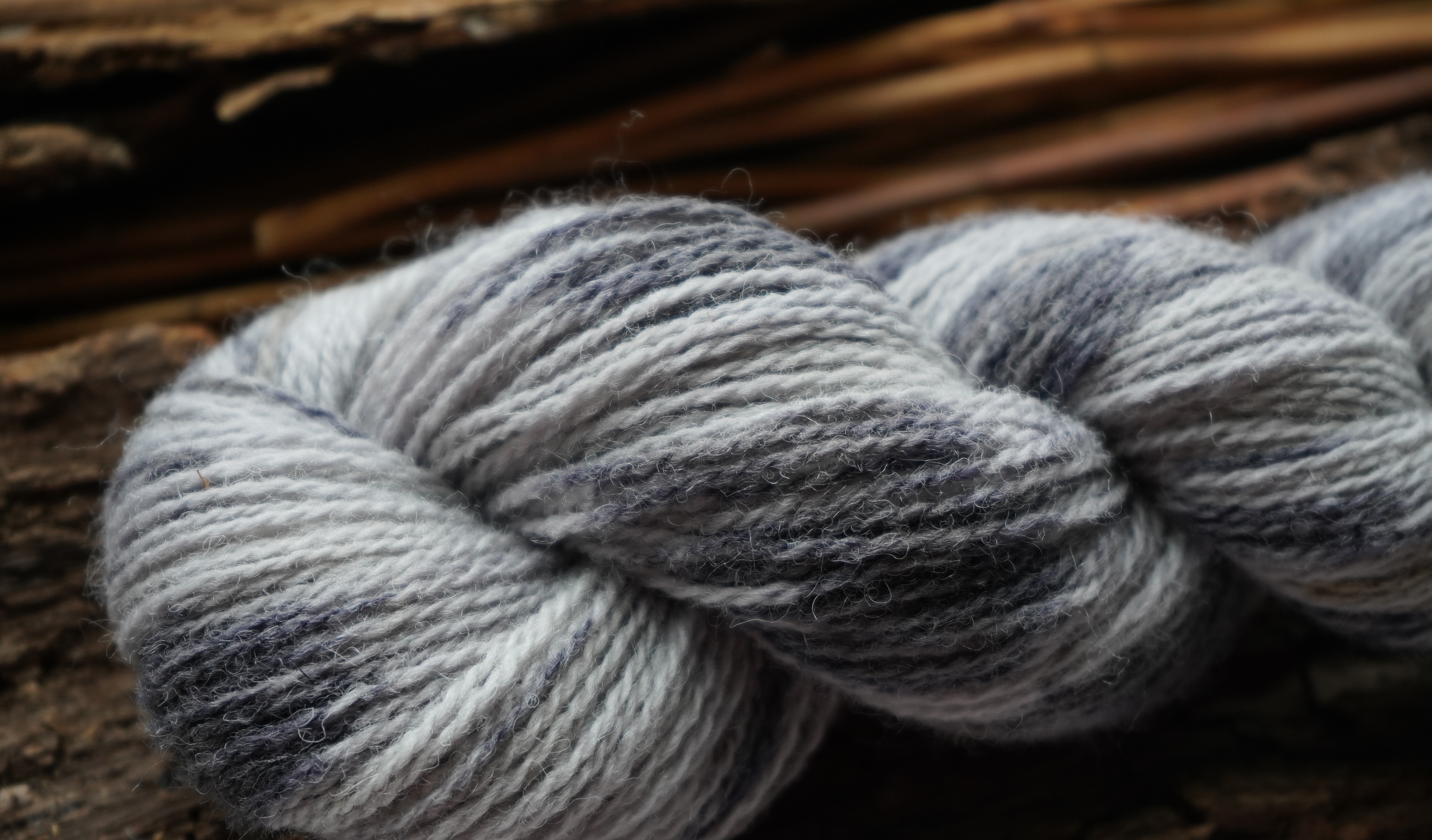 Hand-painted wool yarn "Speckled violet", 50 g 