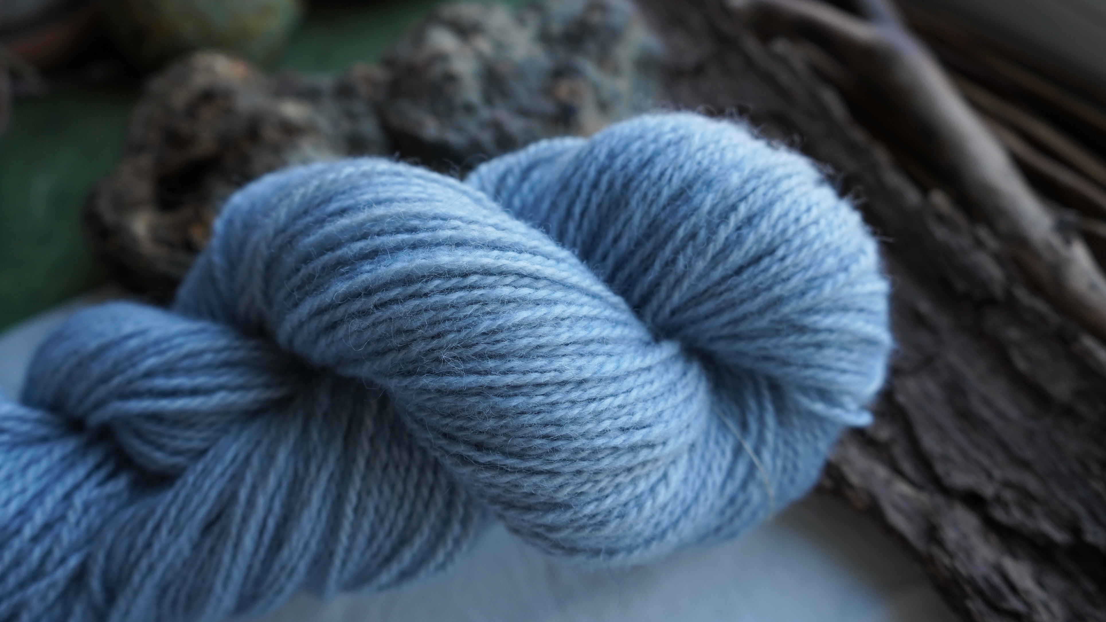 Woad dyed wool yarn "Sea wind". Worsted weight