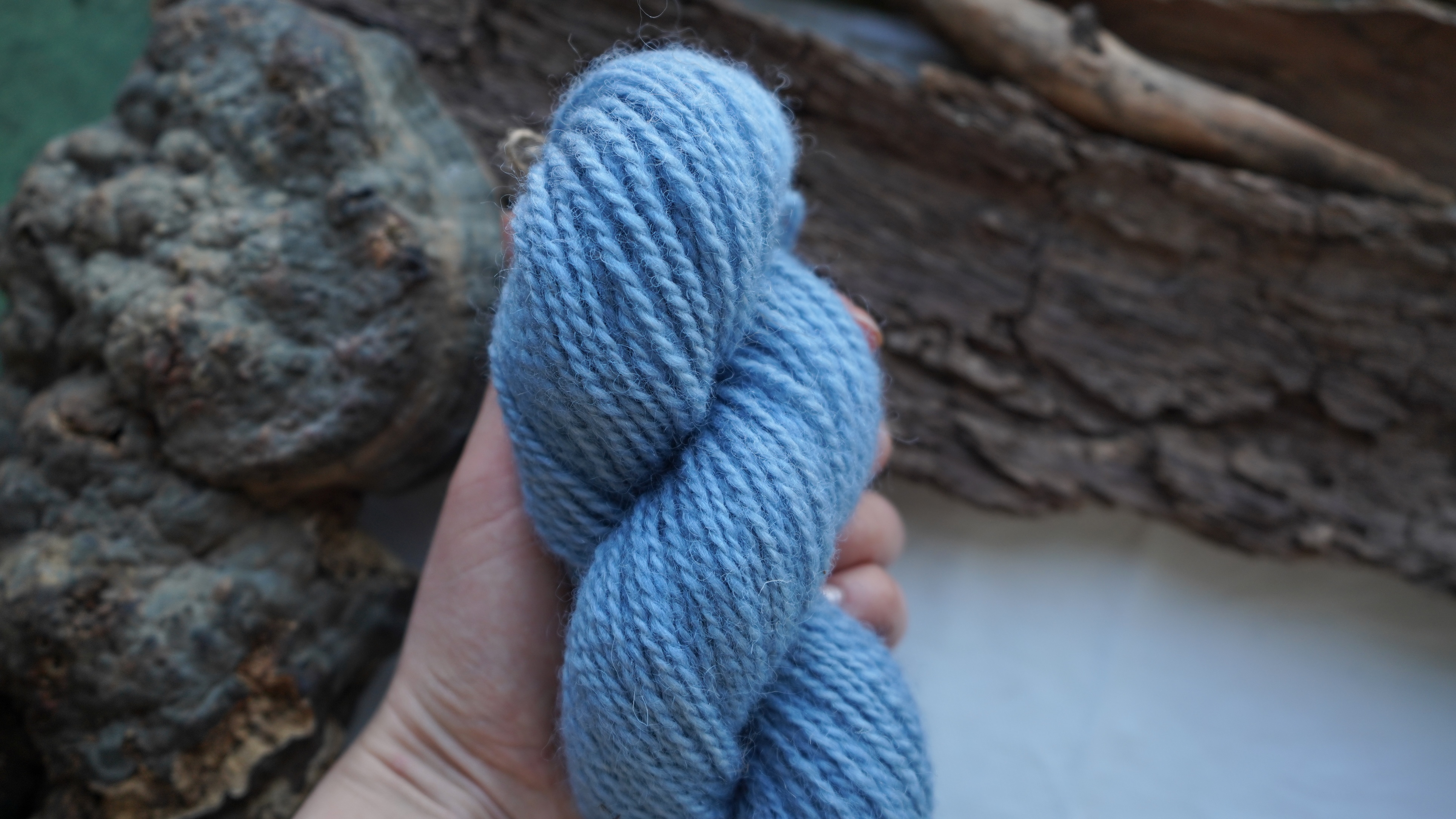 Woad dyed wool yarn "Lagoon". Worsted weight