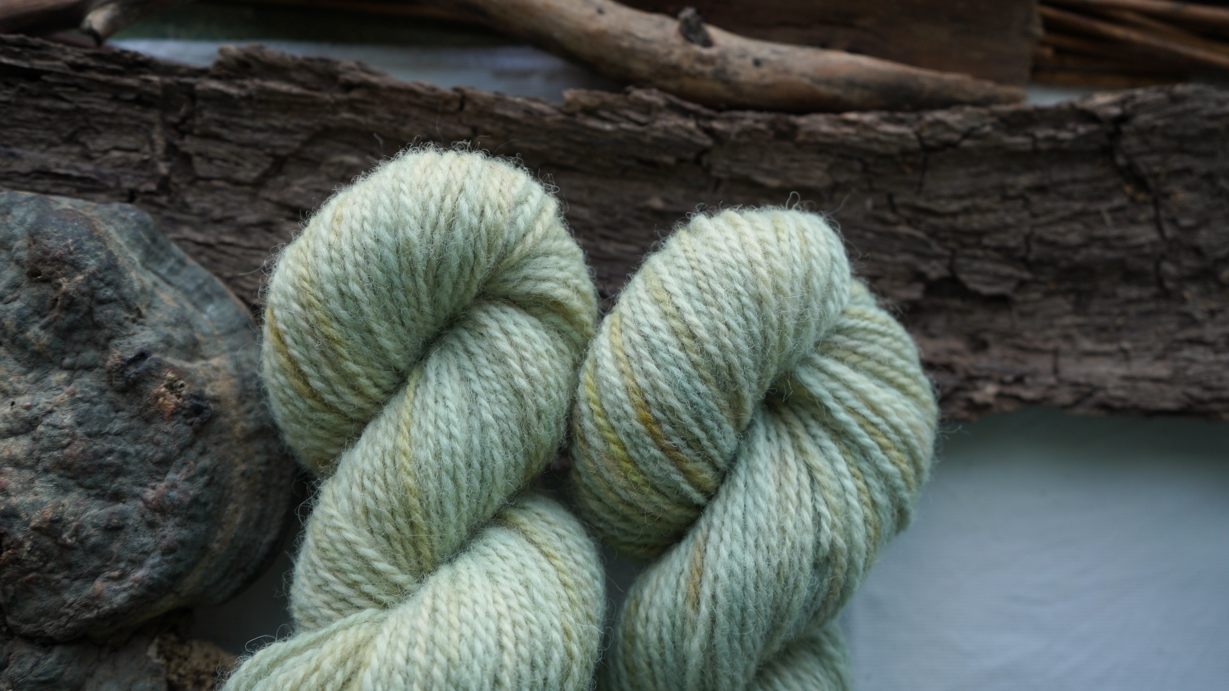 Botanically dyed wool yarn "Marsh". Wortsted weight