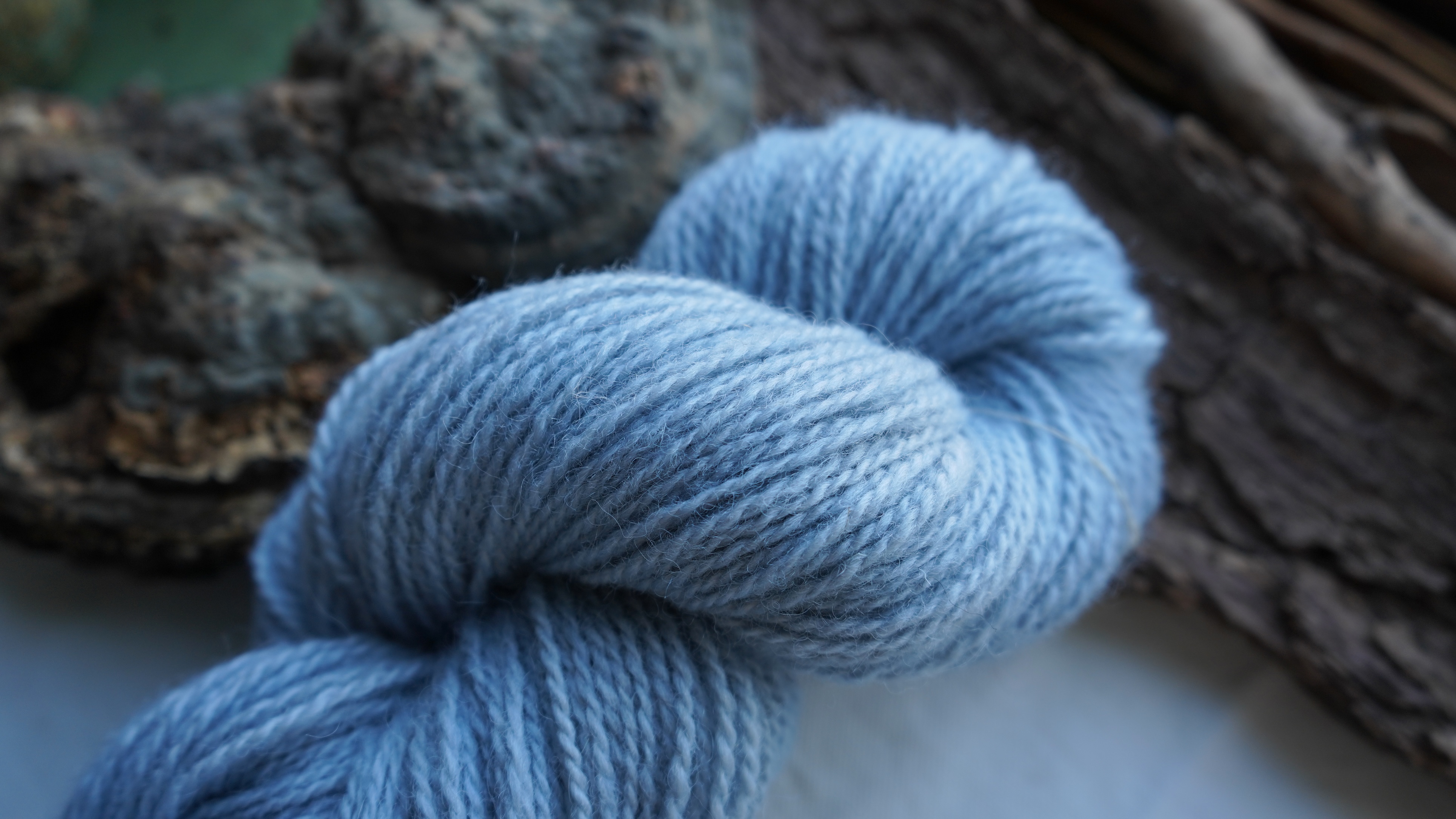 Woad dyed wool yarn "Sea wind". Worsted weight