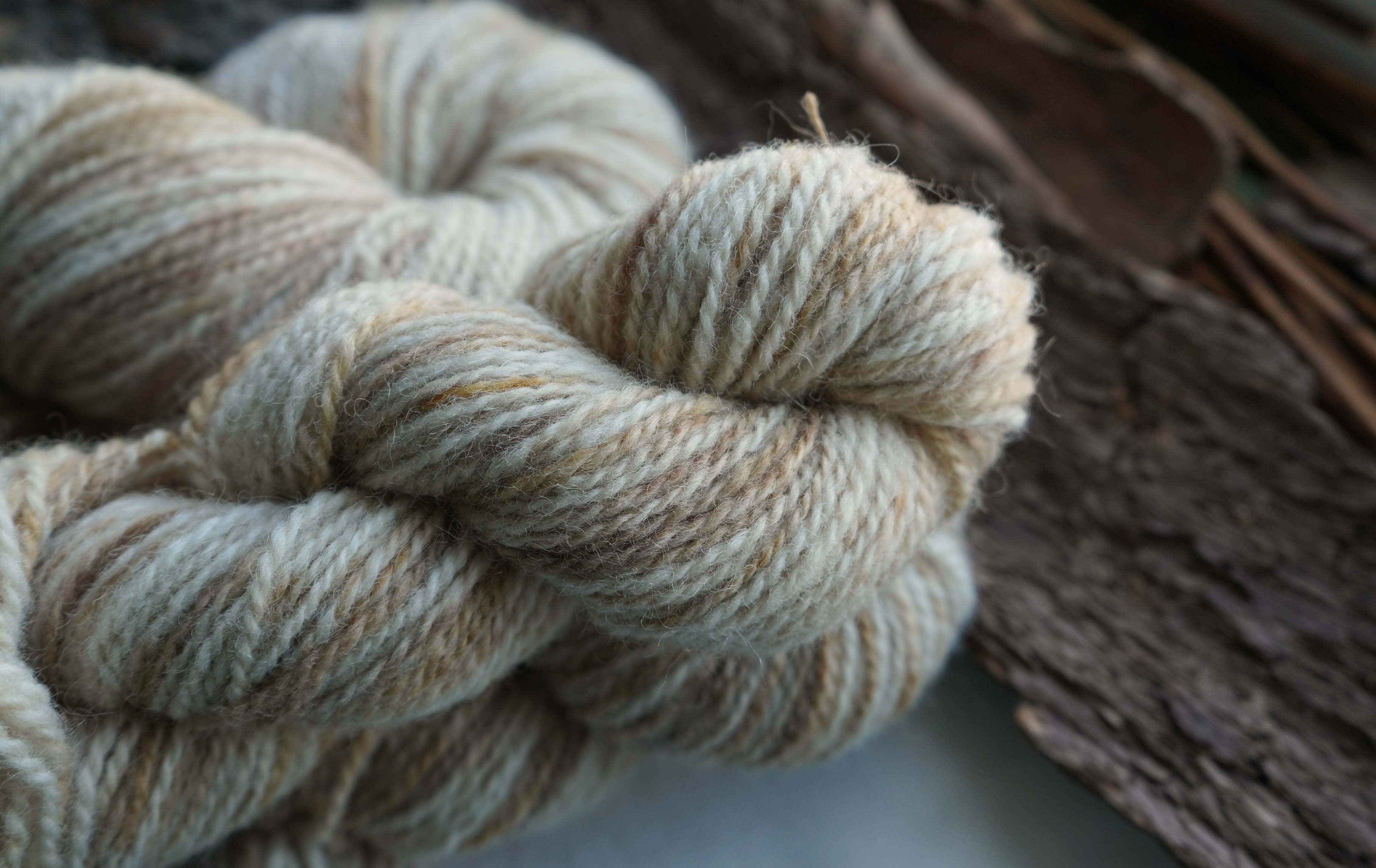 Botanically dyed wool yarn "Winter woodland". Wortsted weight