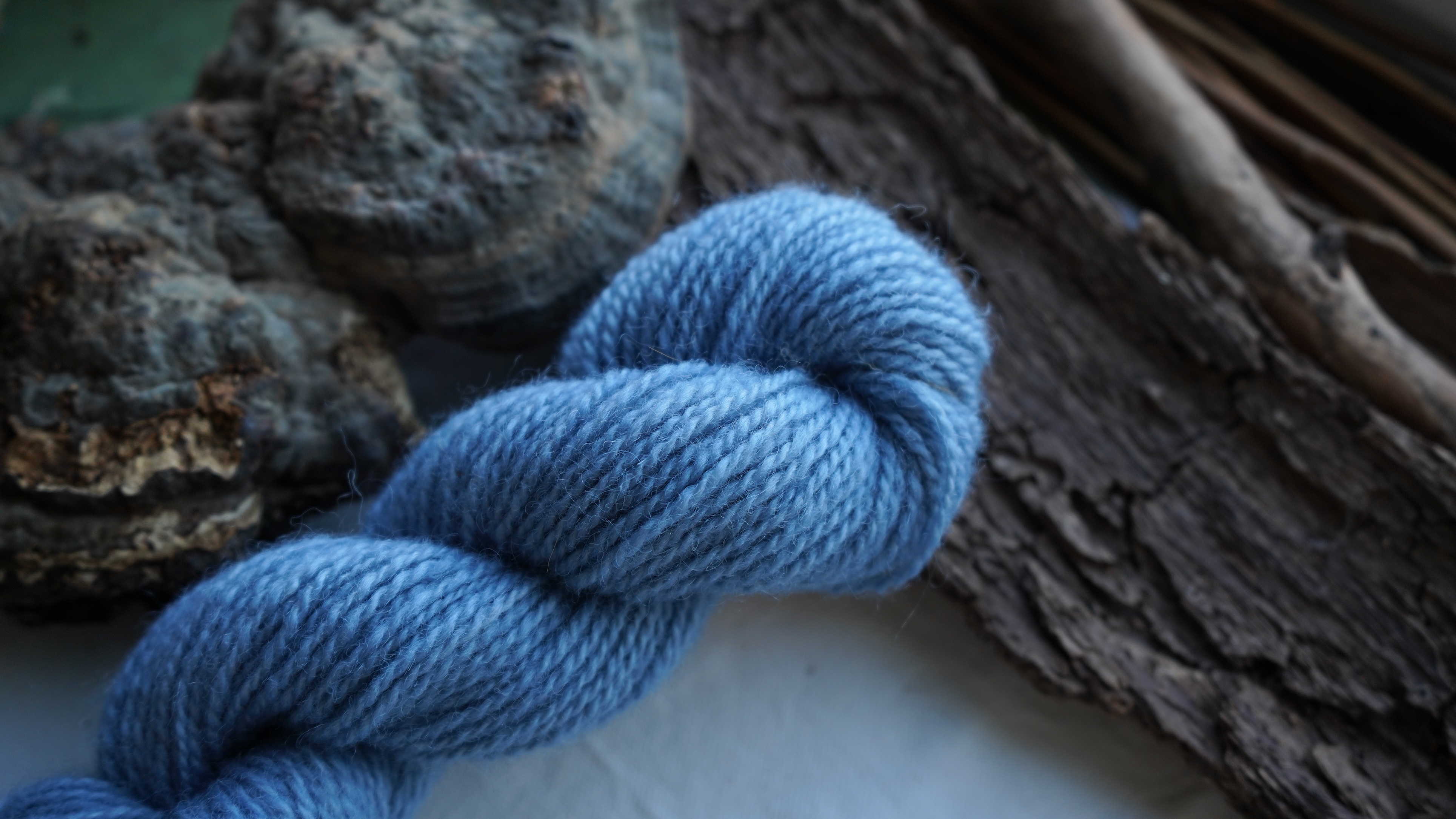 Woad dyed wool yarn "Lagoon". Worsted weight