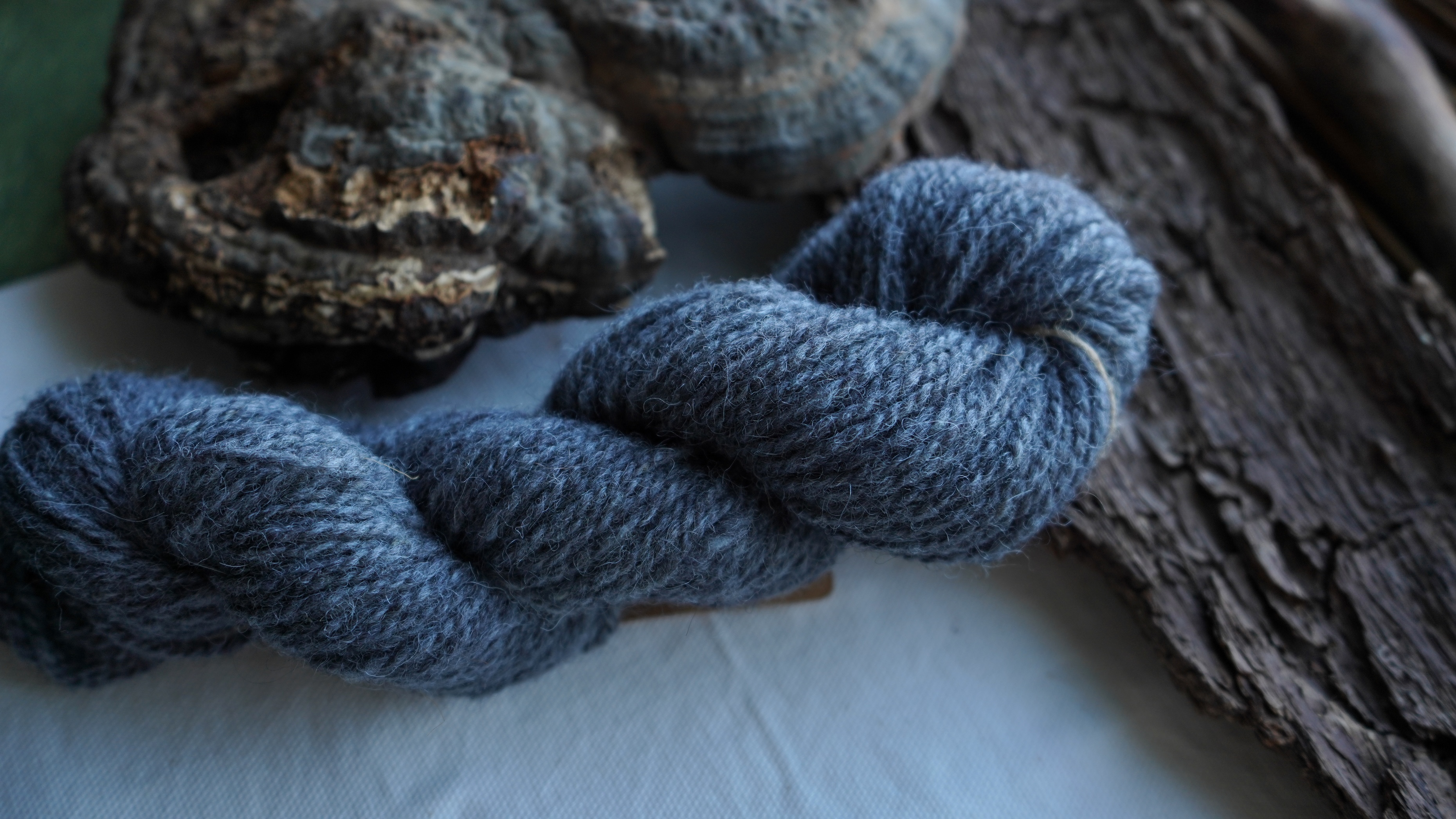 Woad dyed wool yarn "Stone". Worsted weight