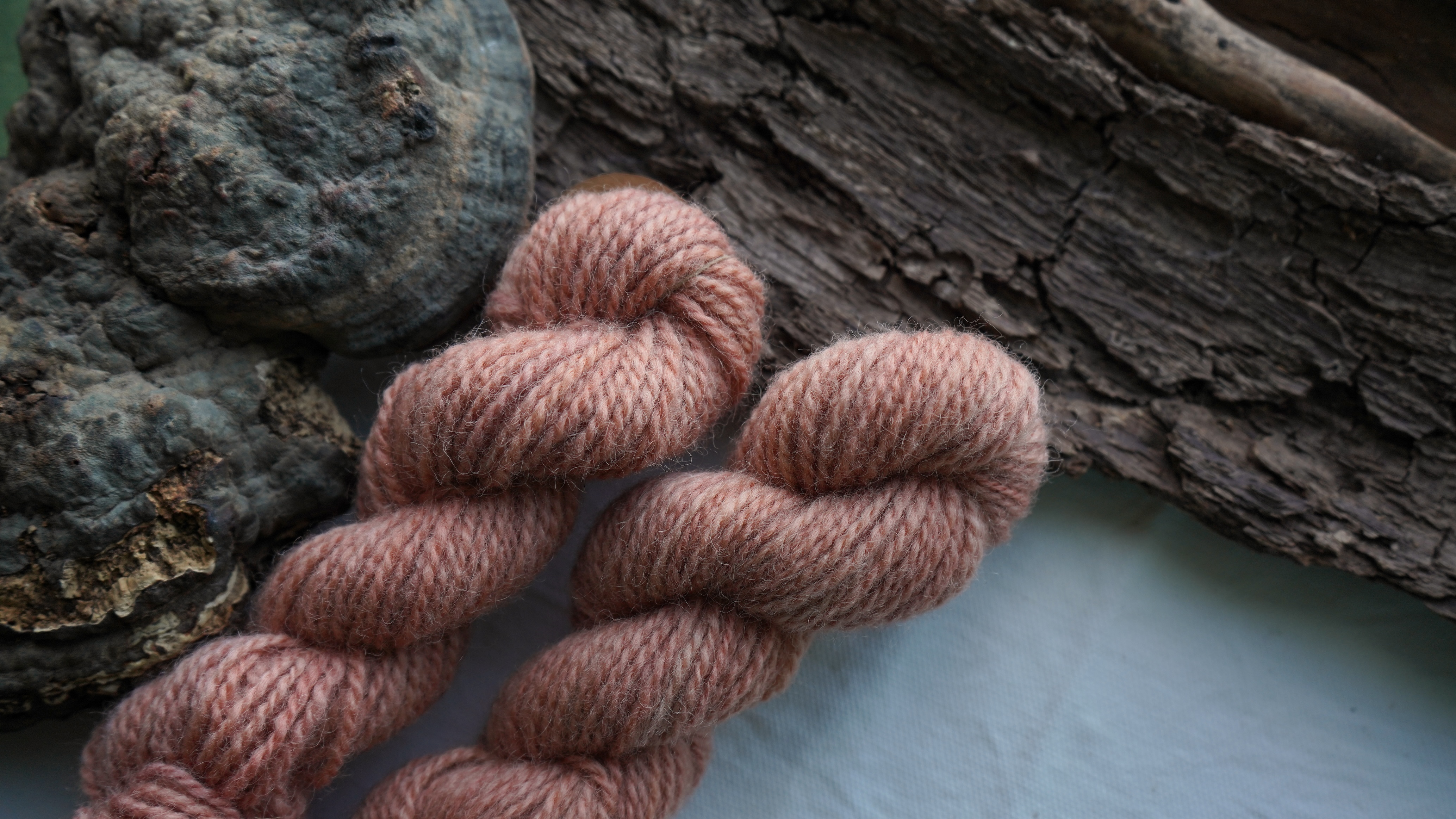 Plant dyed wool yarn "Salmon". Wortsted weight