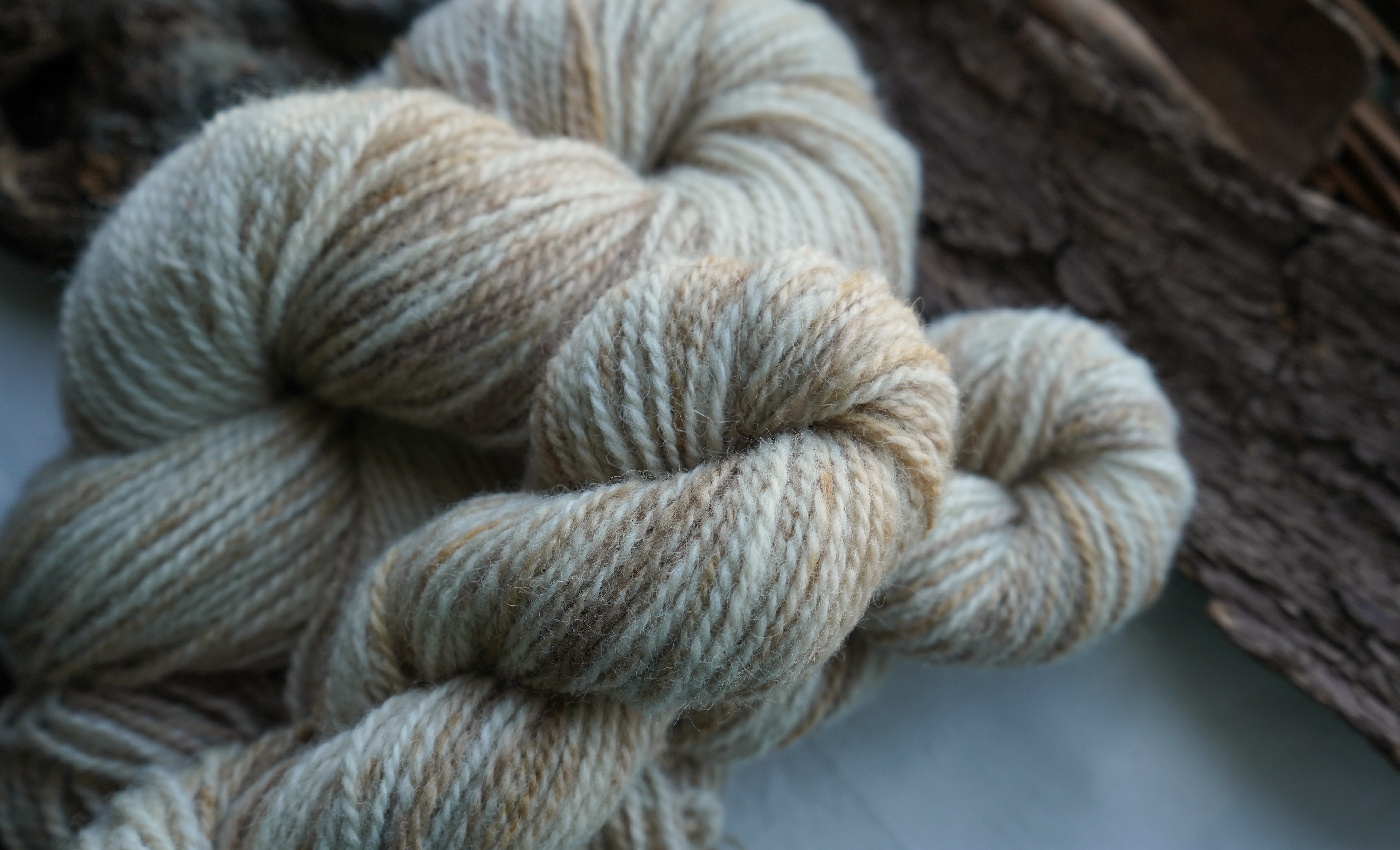 Botanically dyed wool yarn "Winter woodland". Wortsted weight