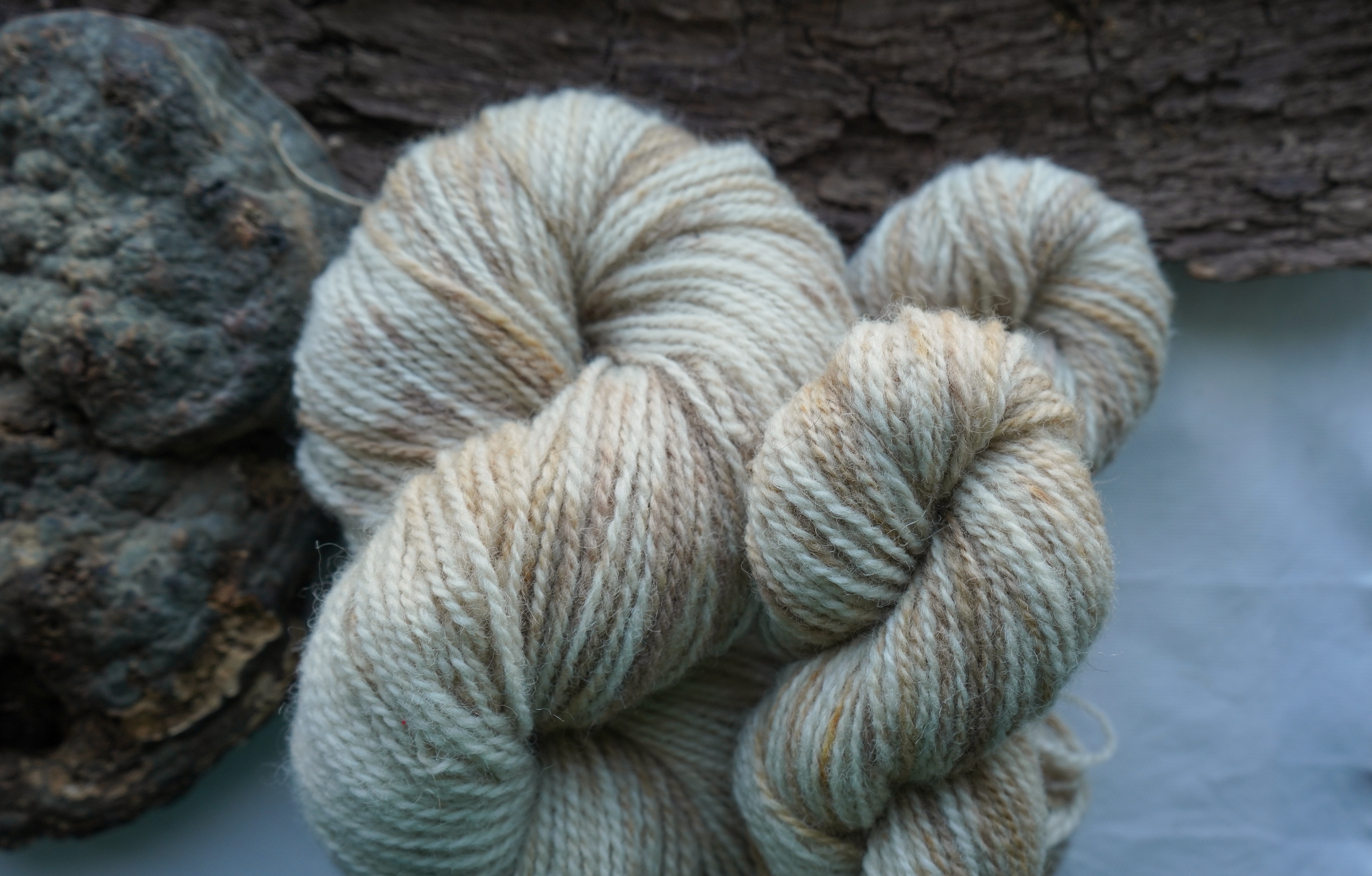 Botanically dyed wool yarn "Winter woodland". Wortsted weight