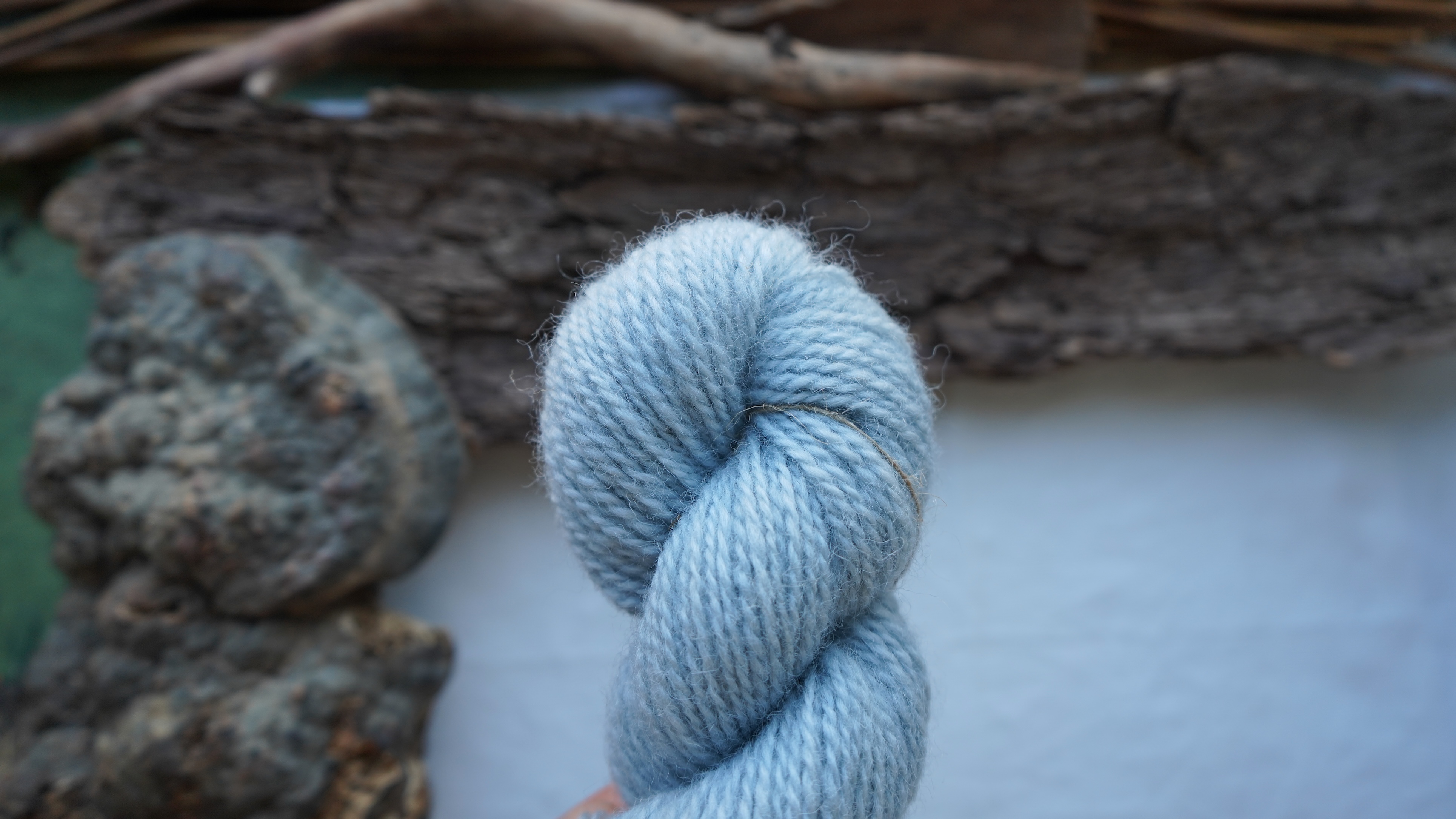 Woad dyed wool yarn "Frost". Worsted weight