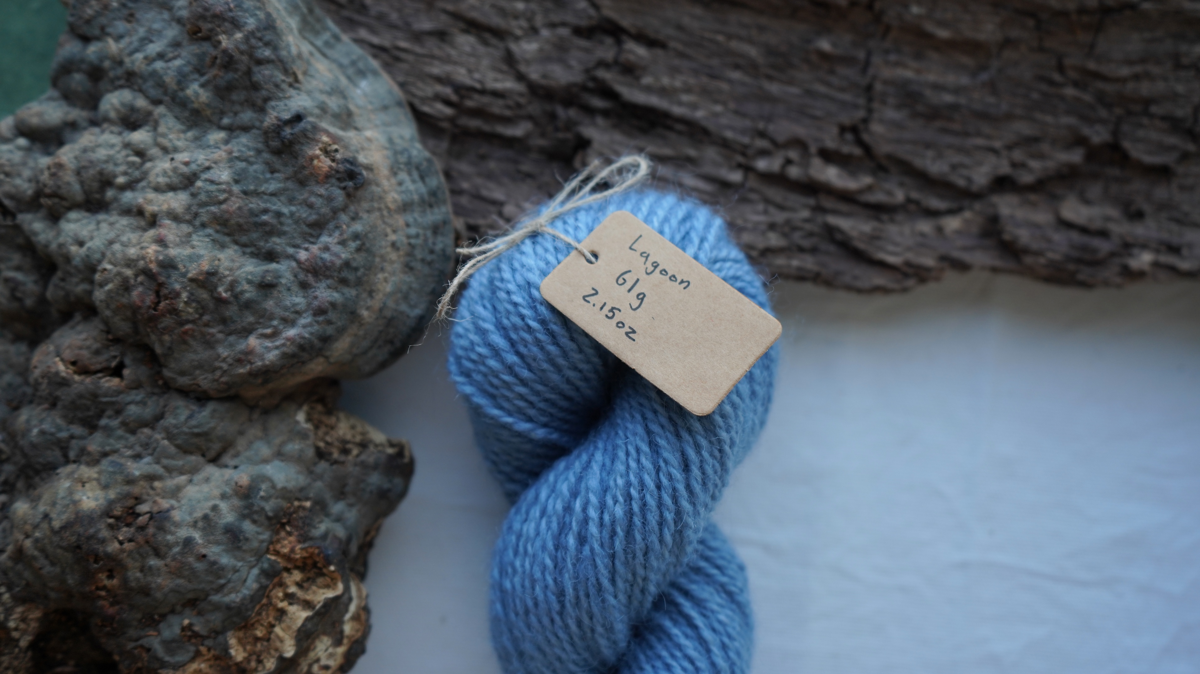 Woad dyed wool yarn "Lagoon". Worsted weight