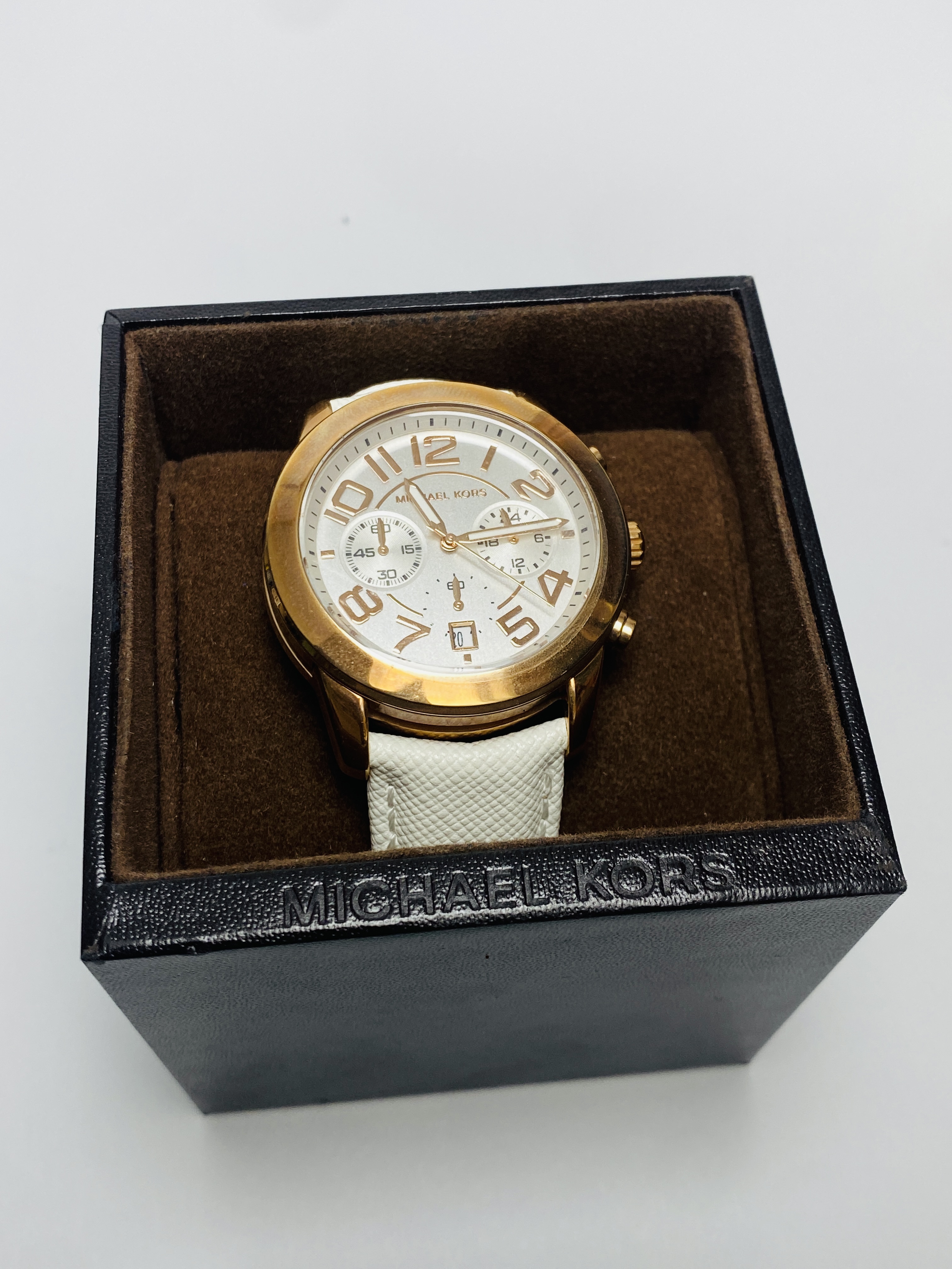 Montre Michael Kors bracelet cuir blanc