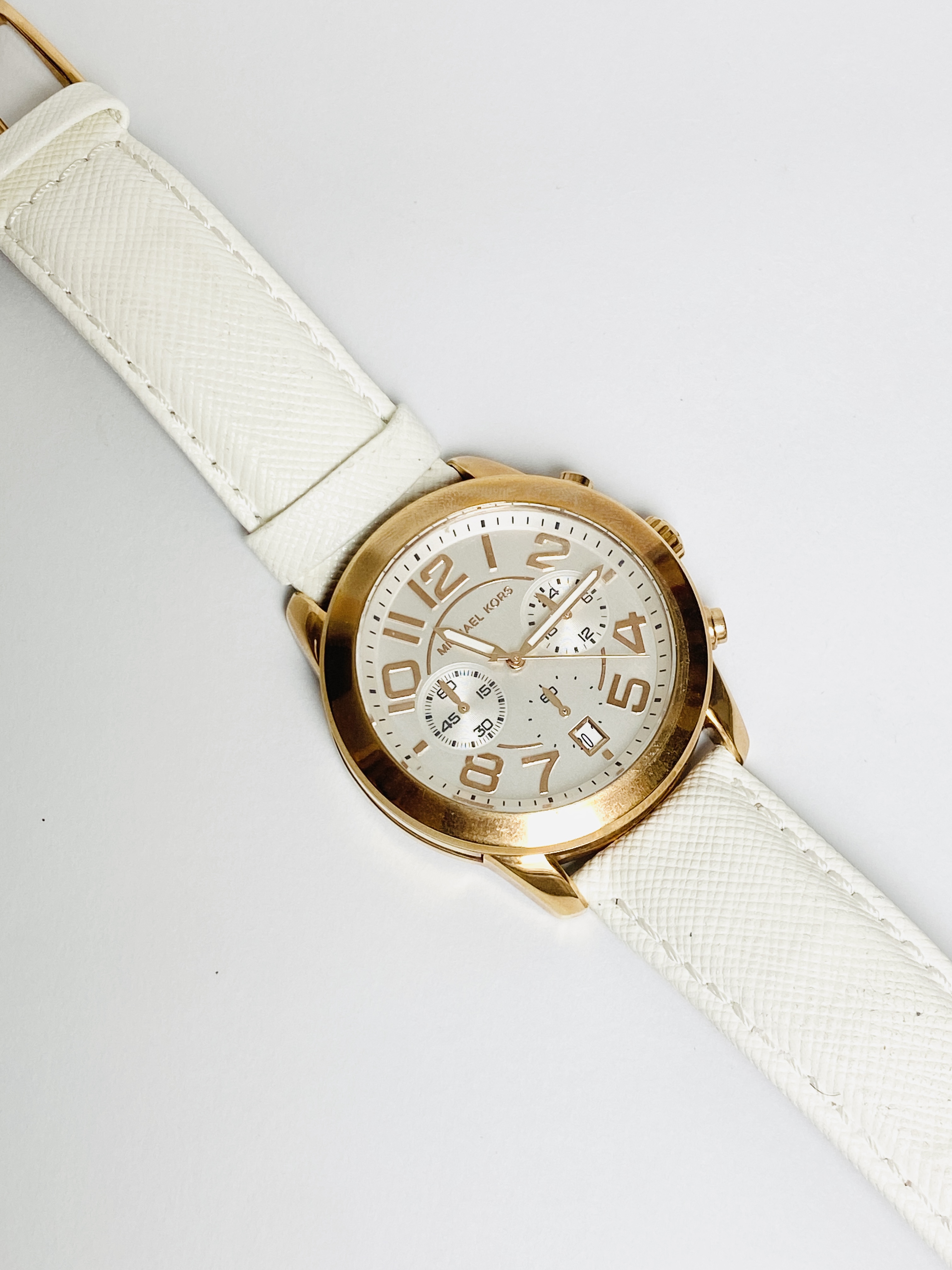 Montre Michael Kors bracelet cuir blanc