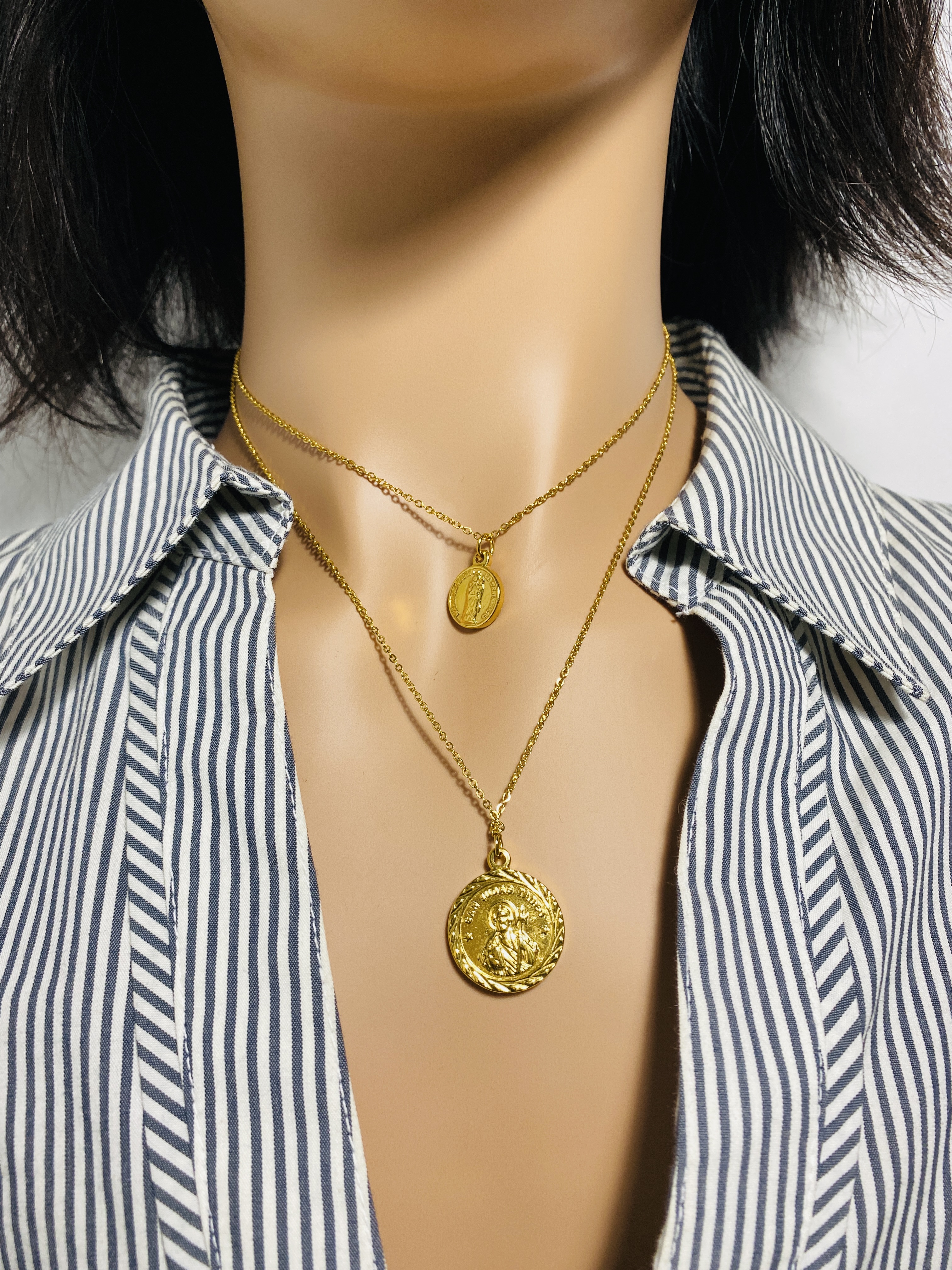 Double collier en acier inoxydable neuf 