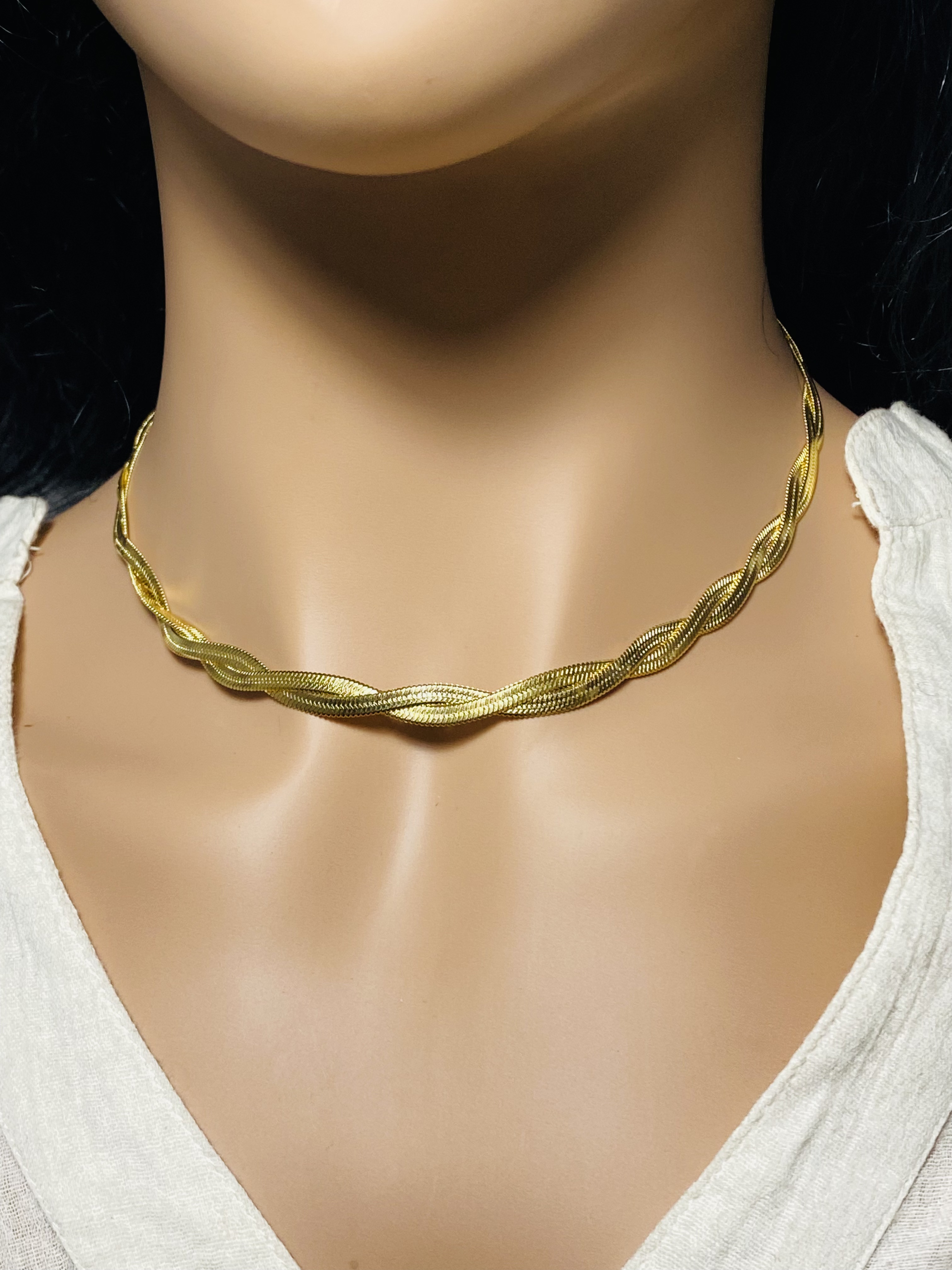 Collier ra le cou torsadé en acier inoxydable 