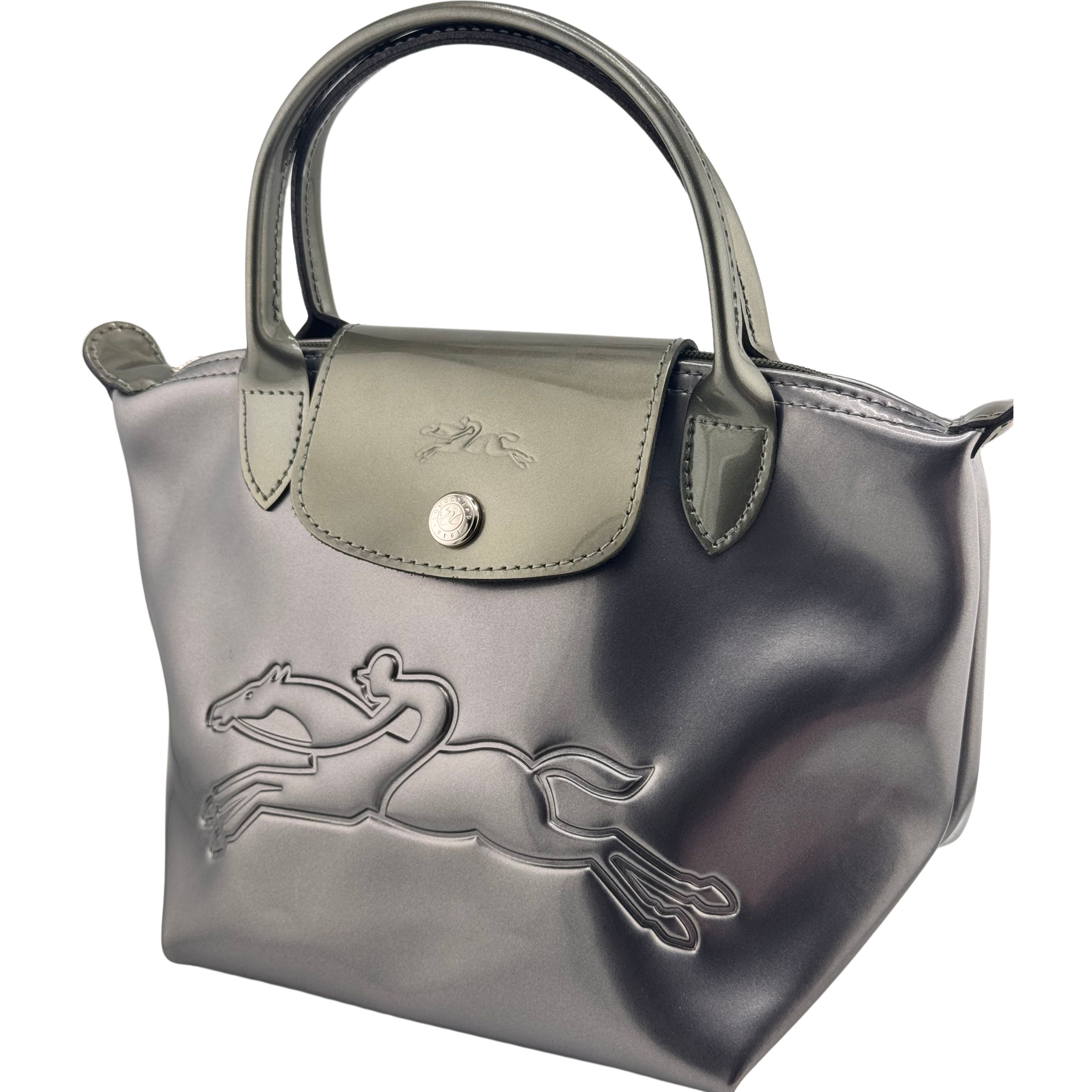 Petit sac Lonchamps vinyle gris 