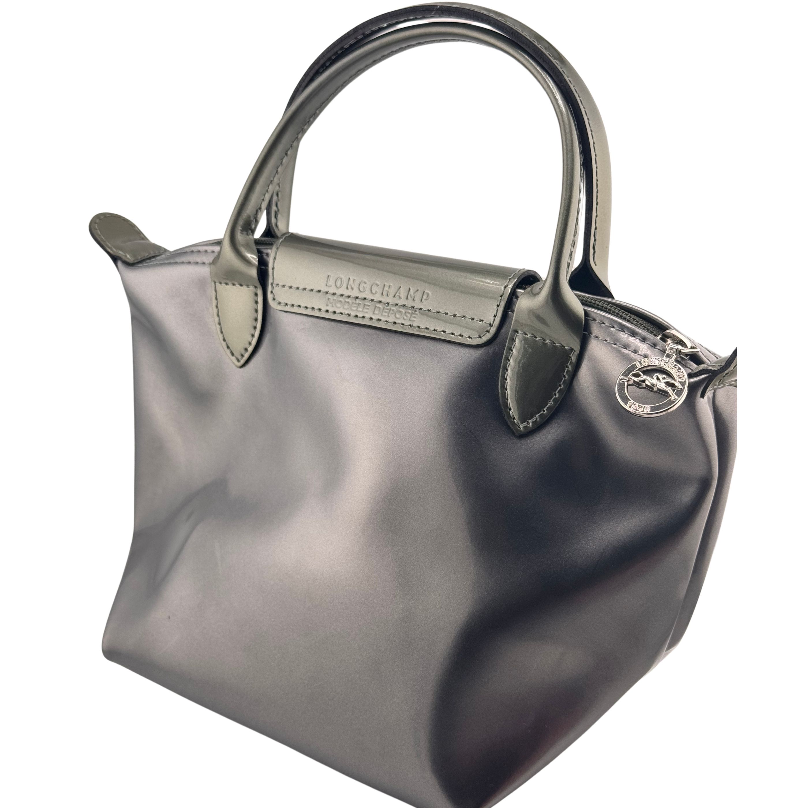 Petit sac Lonchamps vinyle gris 