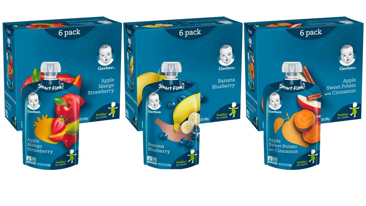Gerber Assorted Fruit Toddler Pouch Variety Pack (Pack of 18)