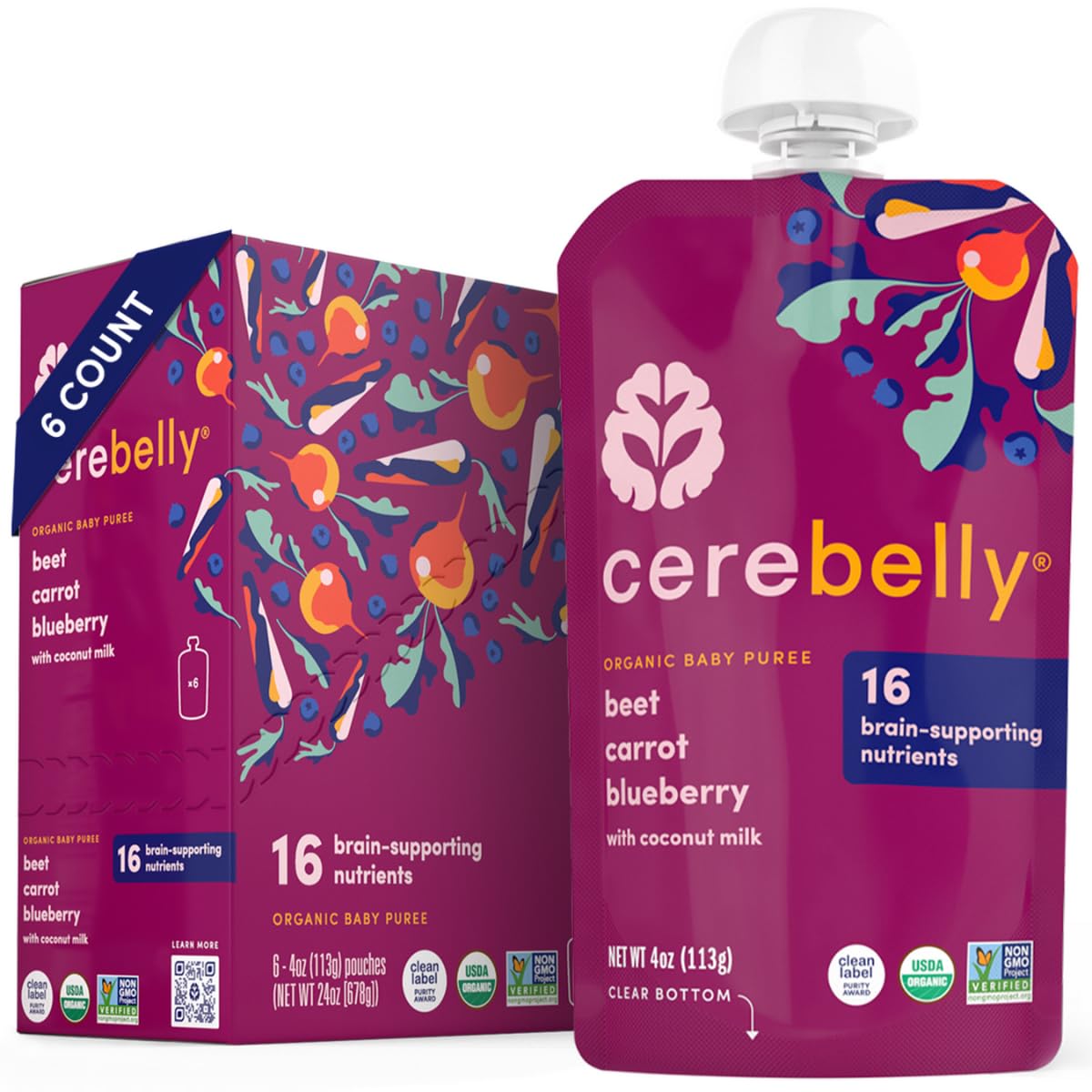  Cerebelly Organic Baby Food Pouches Beet Carrot Blueberry
