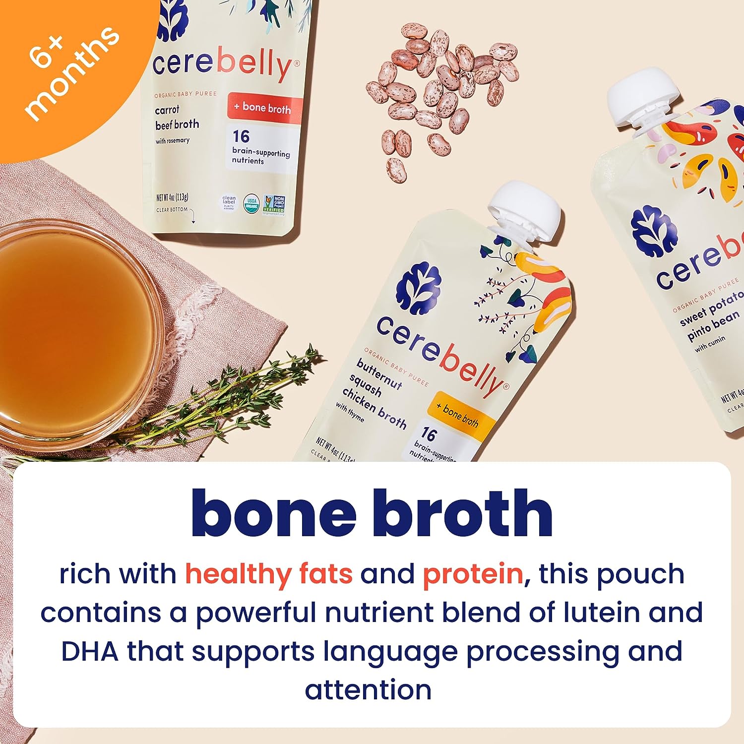  Cerebelly Organic Carrot Rosemary & Beef Bone Broth Puree