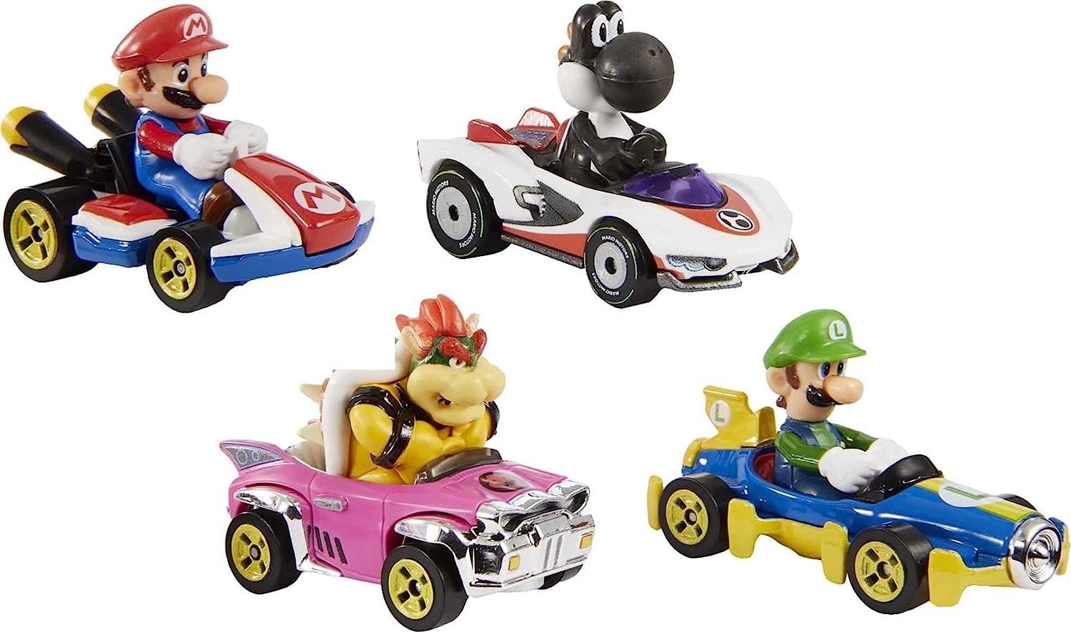 Mario Kart Characters and Karts as Hot Wheels Die-Cast Toy Cars 4-Pack 