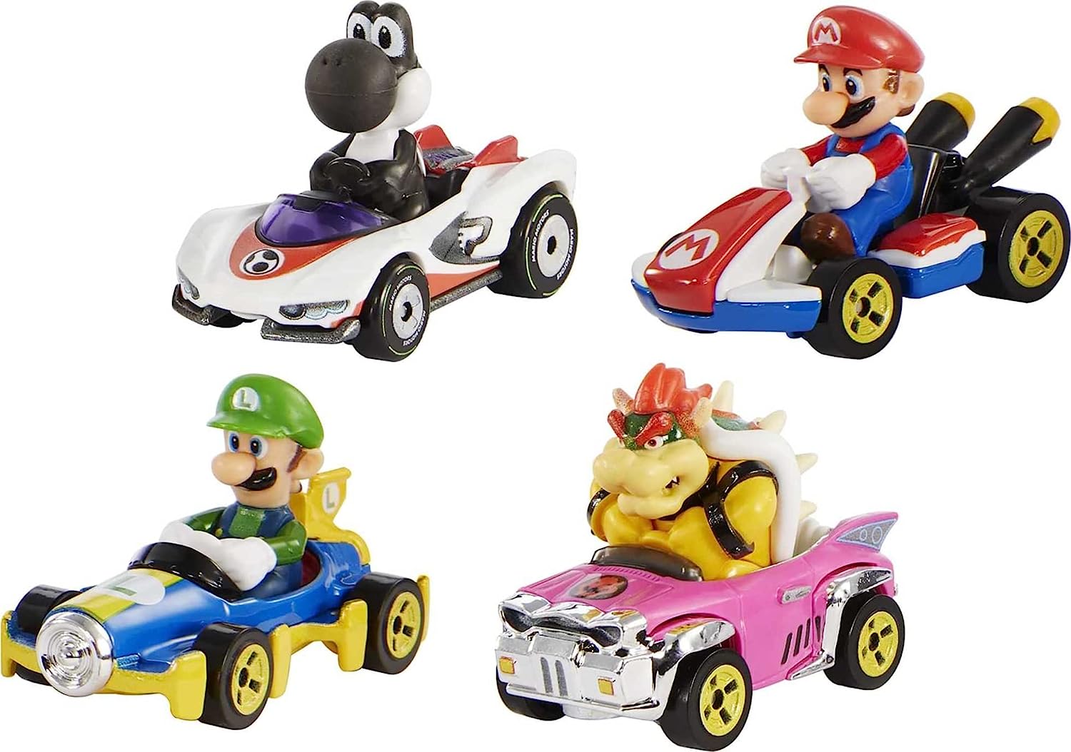Mario Kart Characters and Karts as Hot Wheels Die-Cast Toy Cars 4-Pack 