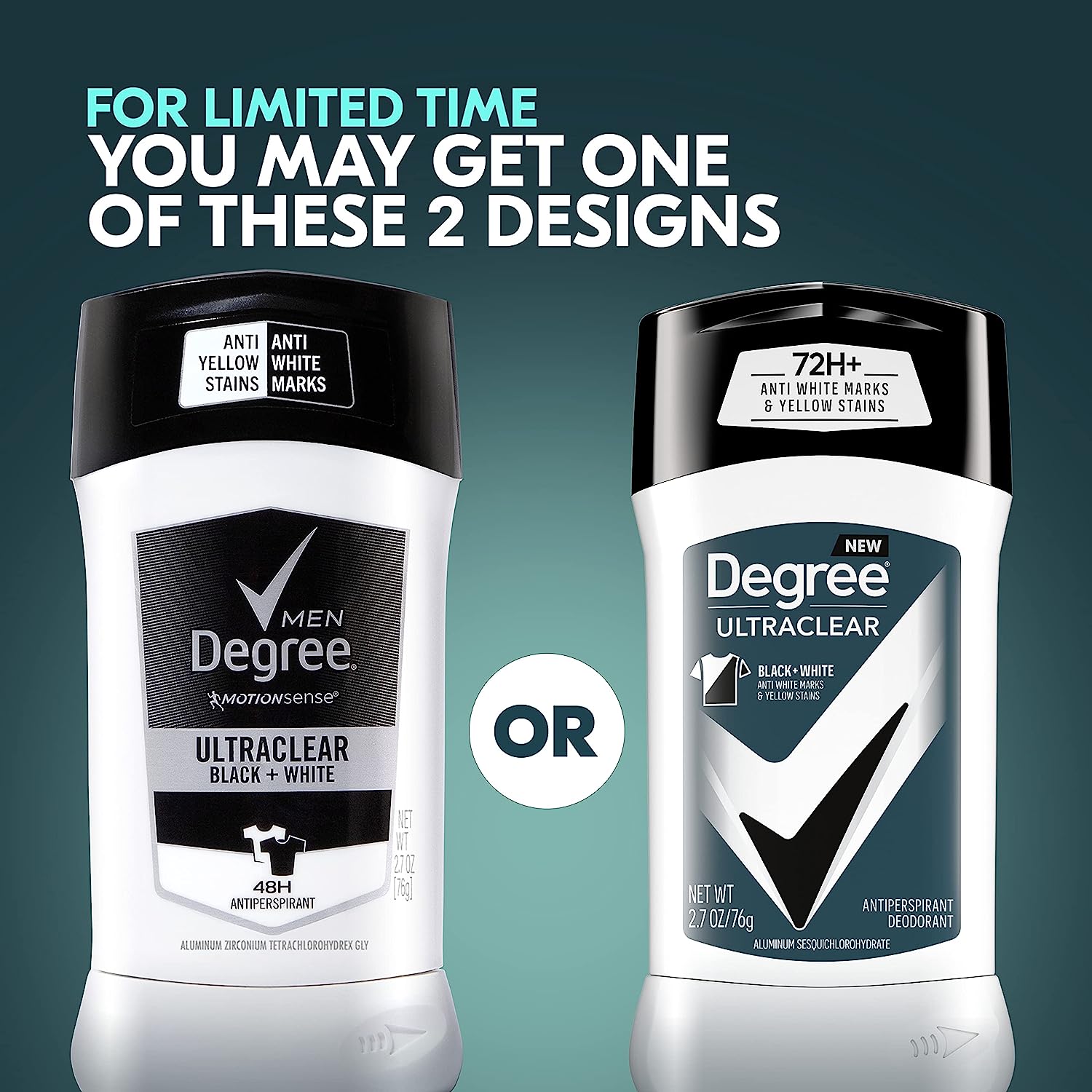 Degree Men UltraClear Antiperspirant Deodorant Black + White 4 count 72-Hour Sweat & Odor Protection Antiperspirant For Men With MotionSense Technology...