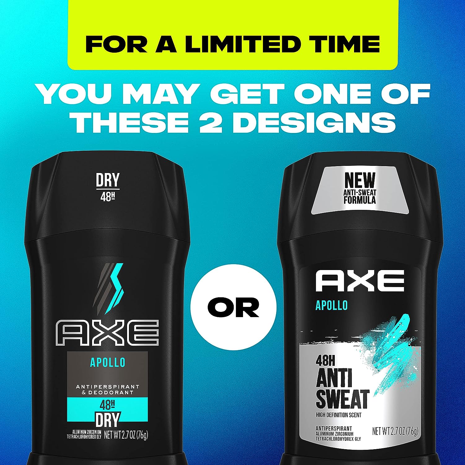 AXE Apollo Antiperspirant Deodorant Stick For Men Sage & Cedarwood 48 Hr Anti Sweat Mens Deodorant, 2.7 Ounce (Pack of 4)