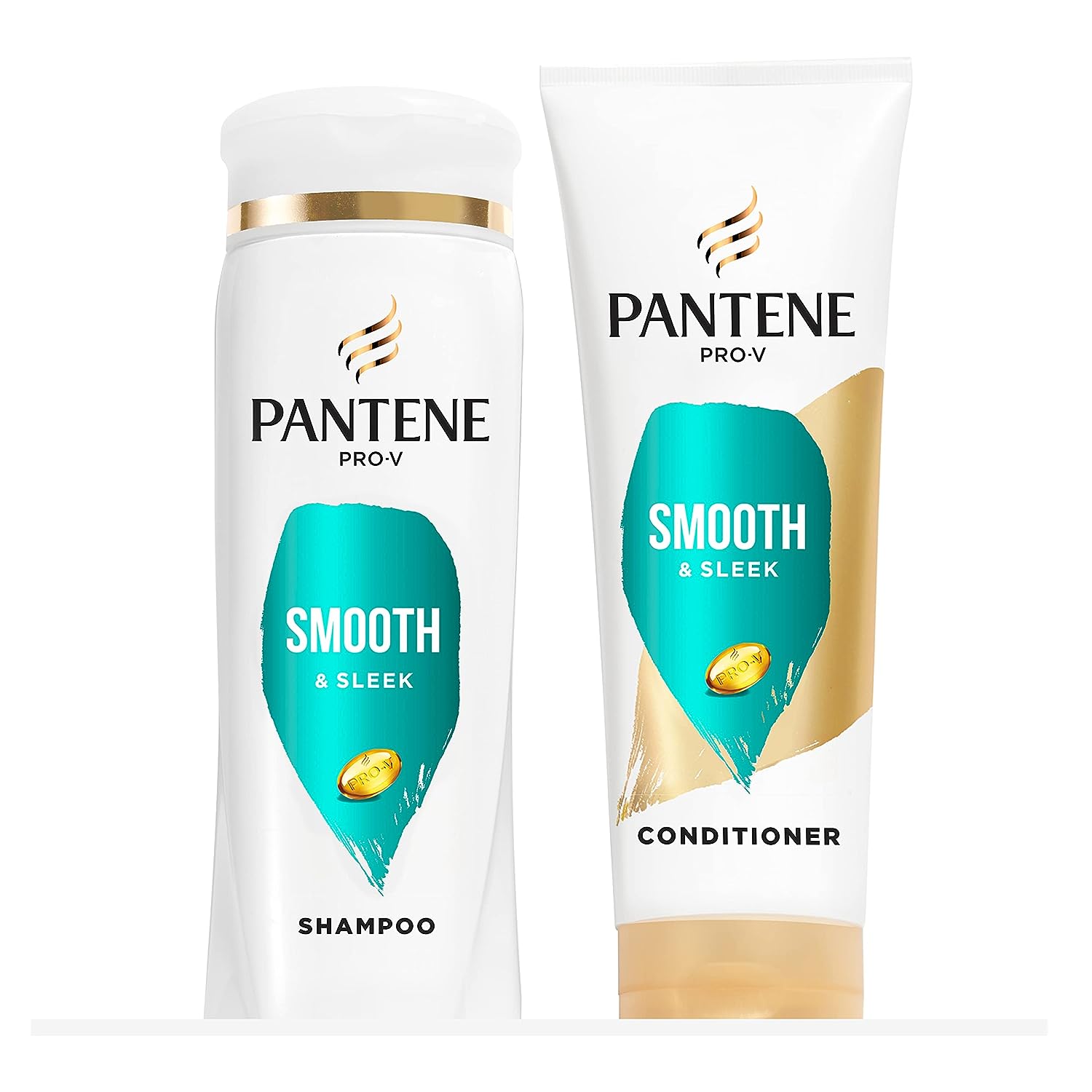 Pantene PRO-V Smooth & Sleek Shampoo + Conditioner, Dual Pack, Shampoo 12oz/Conditioner 10.4oz