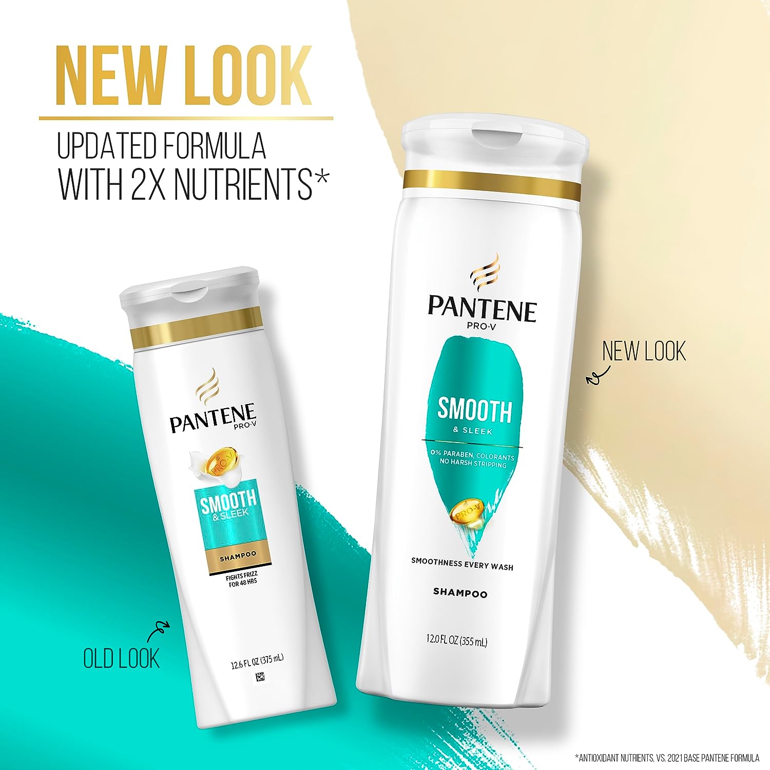 Pantene PRO-V Smooth & Sleek Shampoo + Conditioner, Dual Pack, Shampoo 12oz/Conditioner 10.4oz