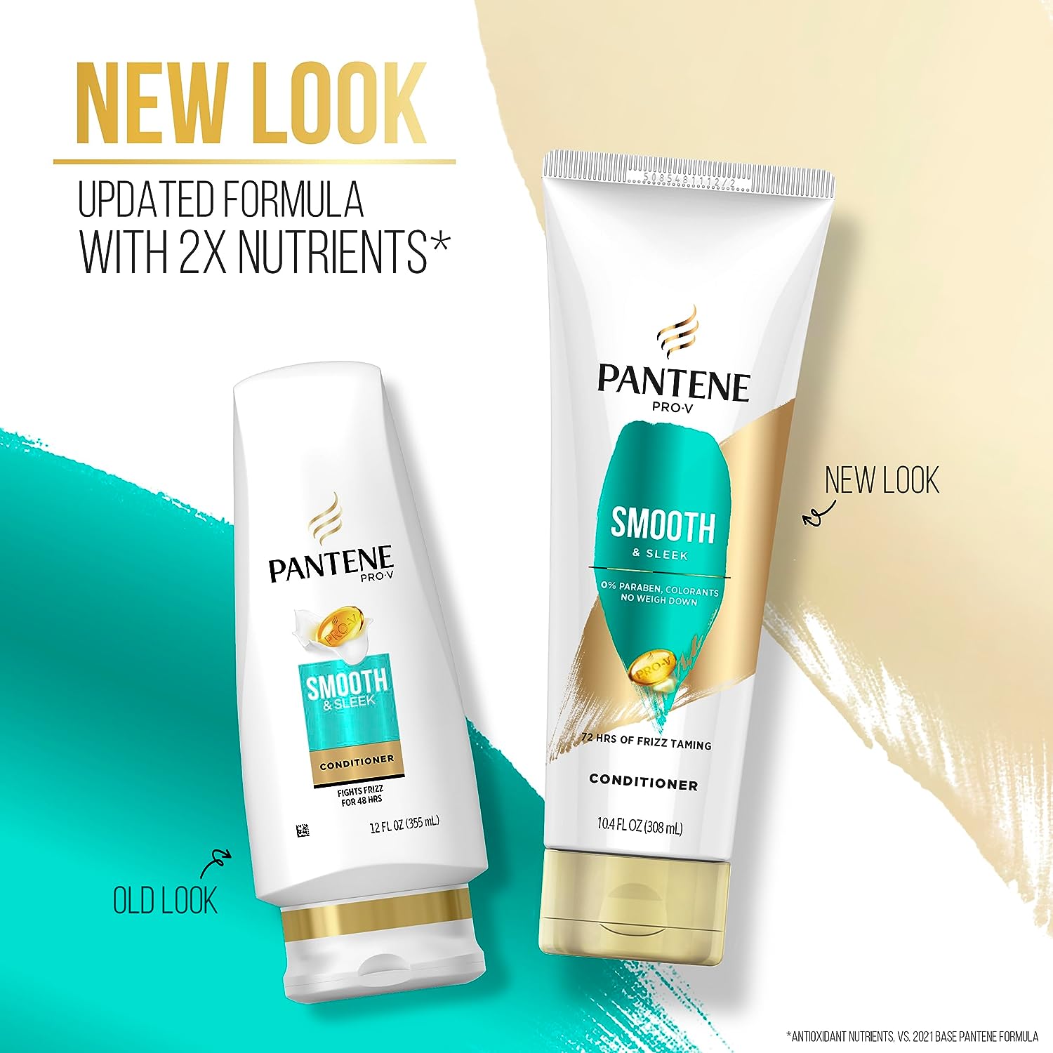 Pantene PRO-V Smooth & Sleek Shampoo + Conditioner, Dual Pack, Shampoo 12oz/Conditioner 10.4oz