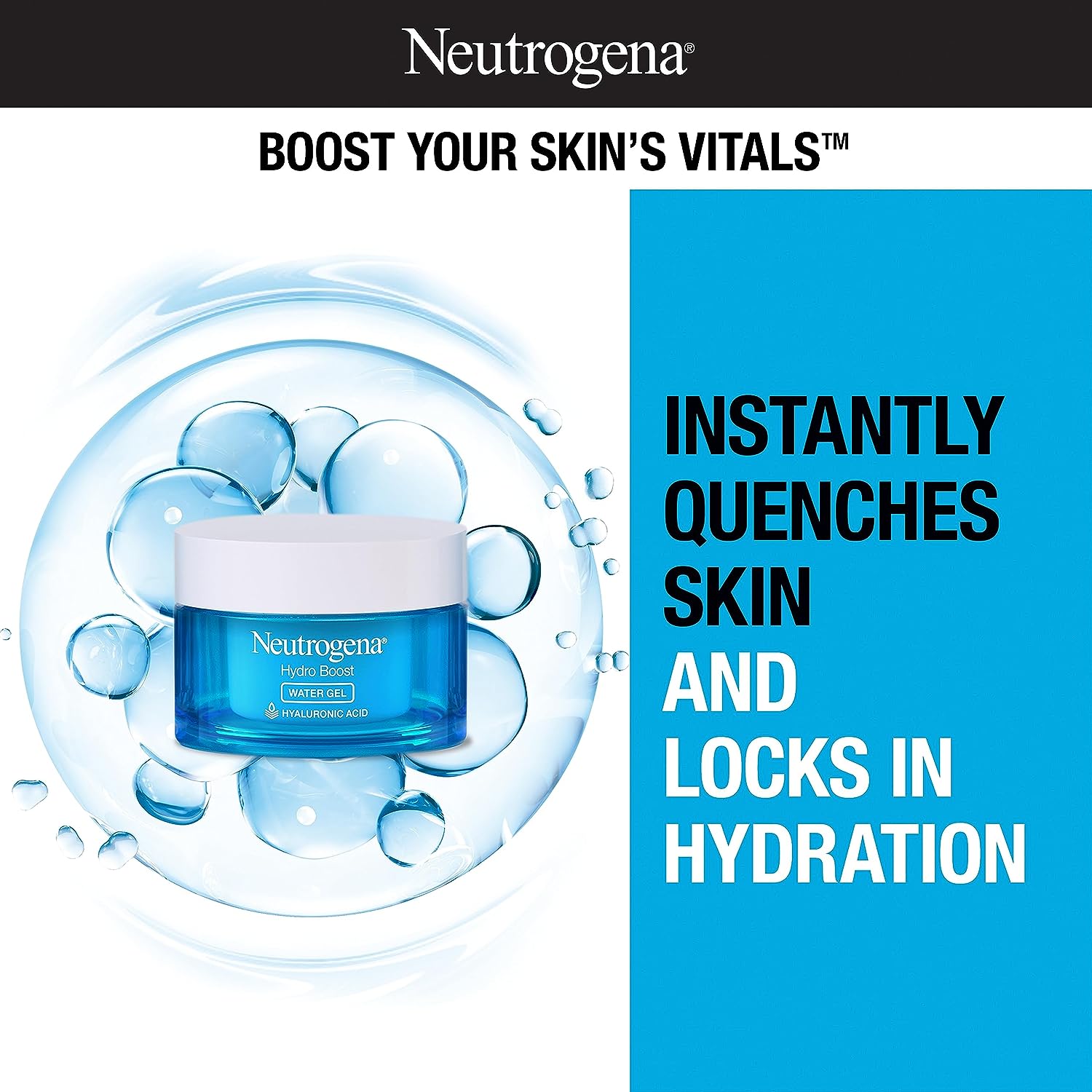 Neutrogena Hydro Boost Hyaluronic Acid Hydrating Water Gel Daily Face Moisturizer for Dry Skin, Oil-Free, Non-Comedogenic Face Lotion, 1.7 fl. Oz