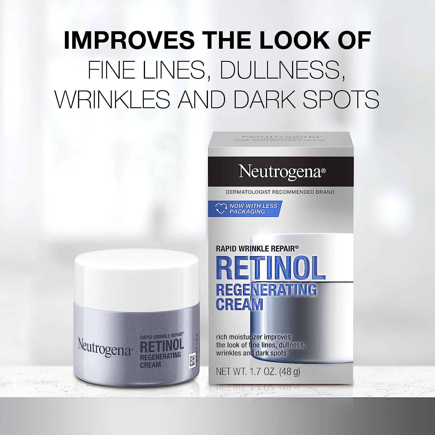 Neutrogena Rapid Wrinkle Repair Retinol Face Moisturizer, Daily Anti-Aging Face Cream with Retinol & Hyaluronic Acid to Fight Fine Lines, Wrinkles, &...