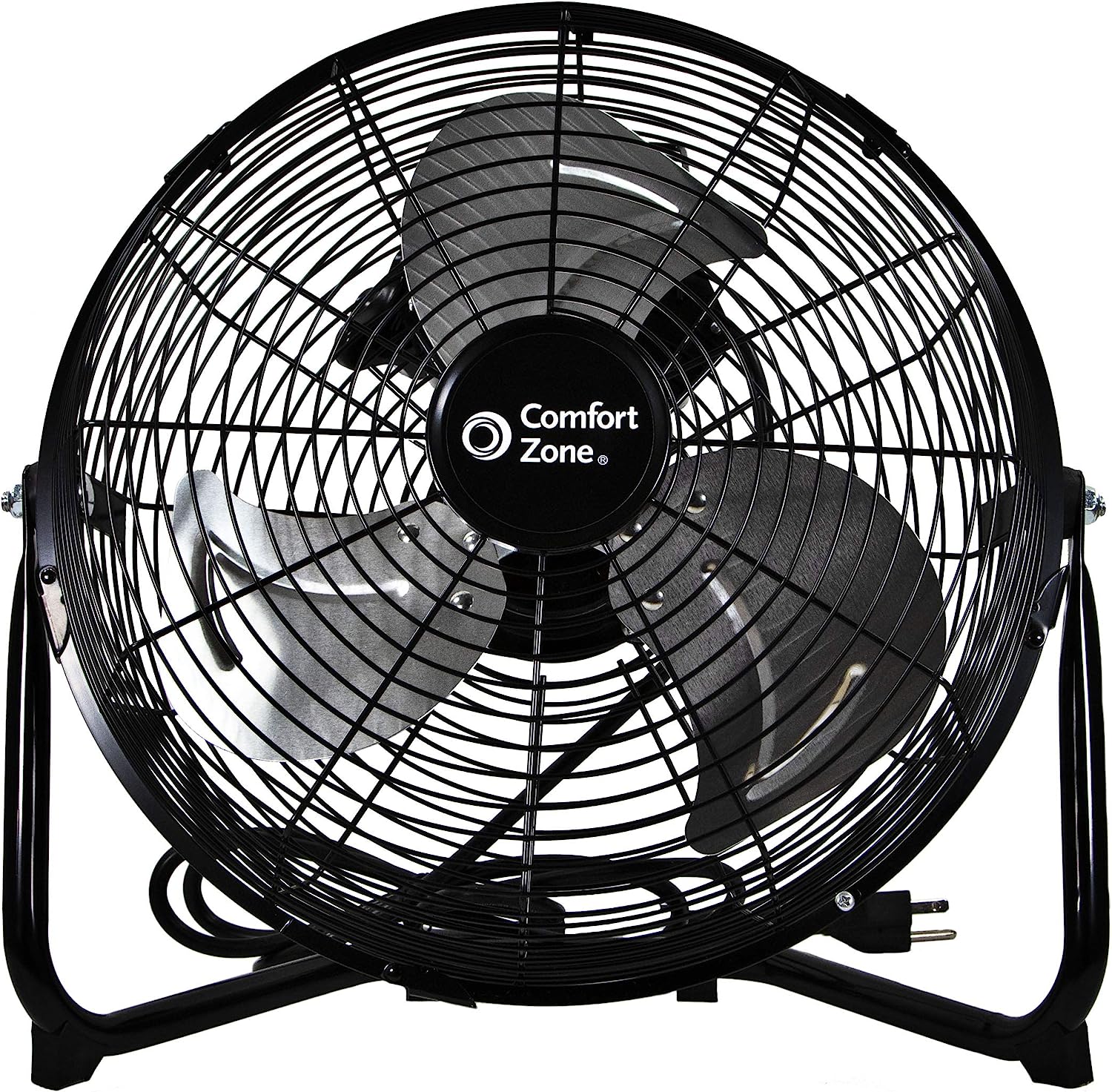 Comfort Zone CZHV12B High Velocity Cradle Fan | 3 Speed, 12 Inch Fan with All Metal Construction, Black