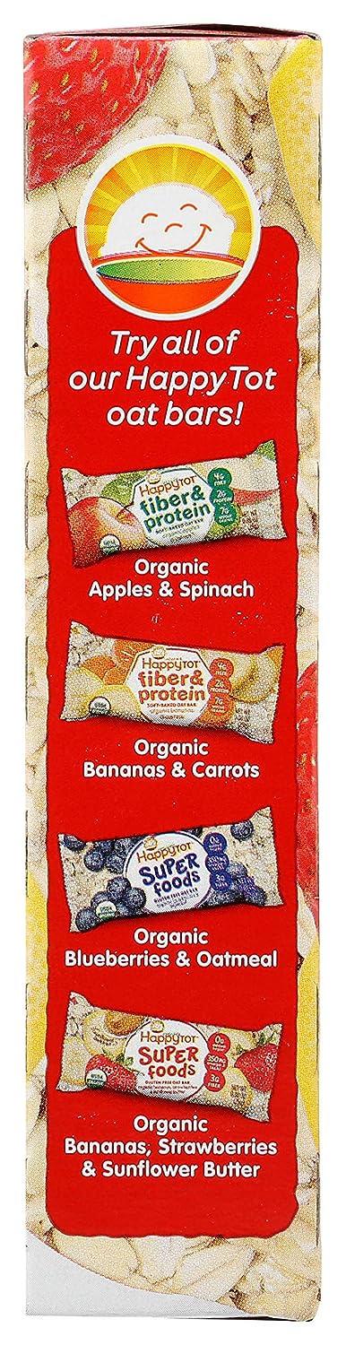 HAPPY TOT Organic Bananas, Strawberries & Sunflower Superfood Oat Bars, 4.4 OZ