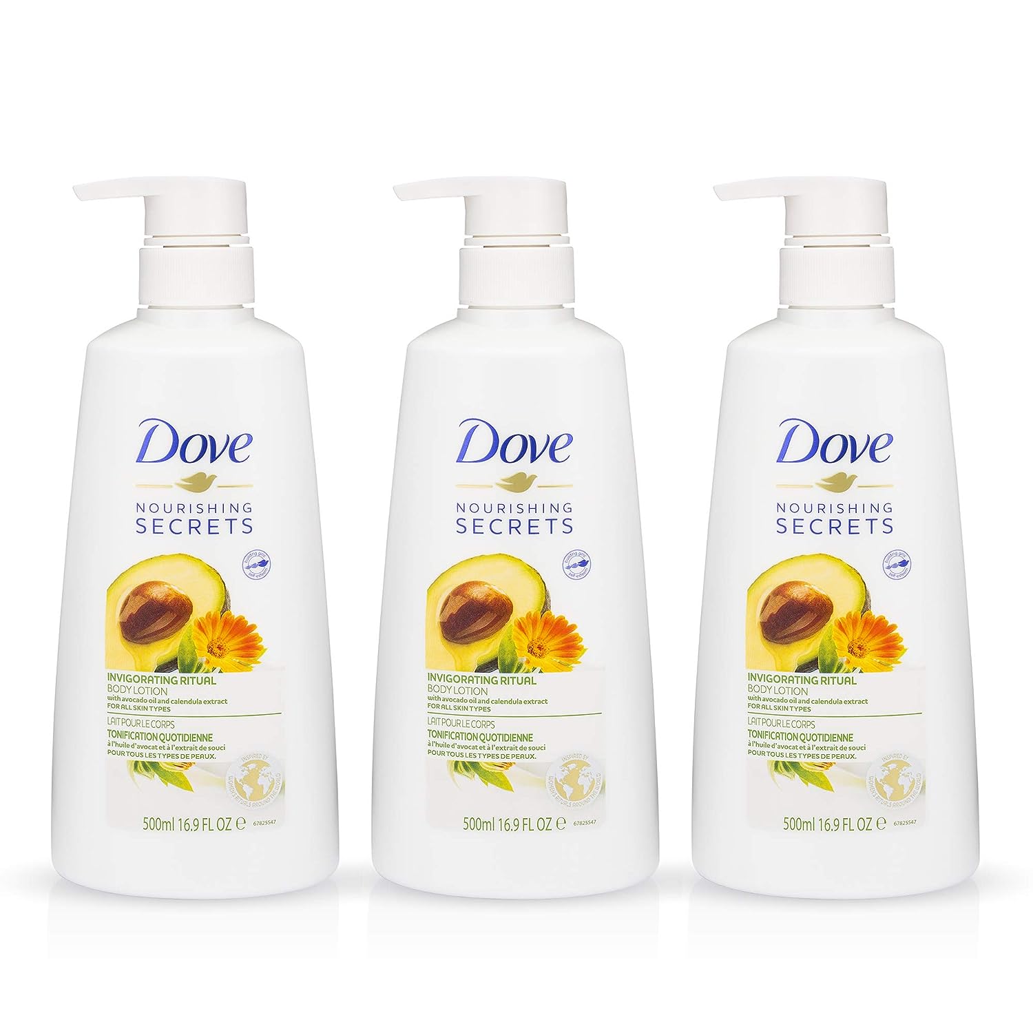 Dove Nourishing Secrets Invigorating Body Lotion with Avocado Oil and Calendula Extract - 16.9 FL OZ (Pack of 3)