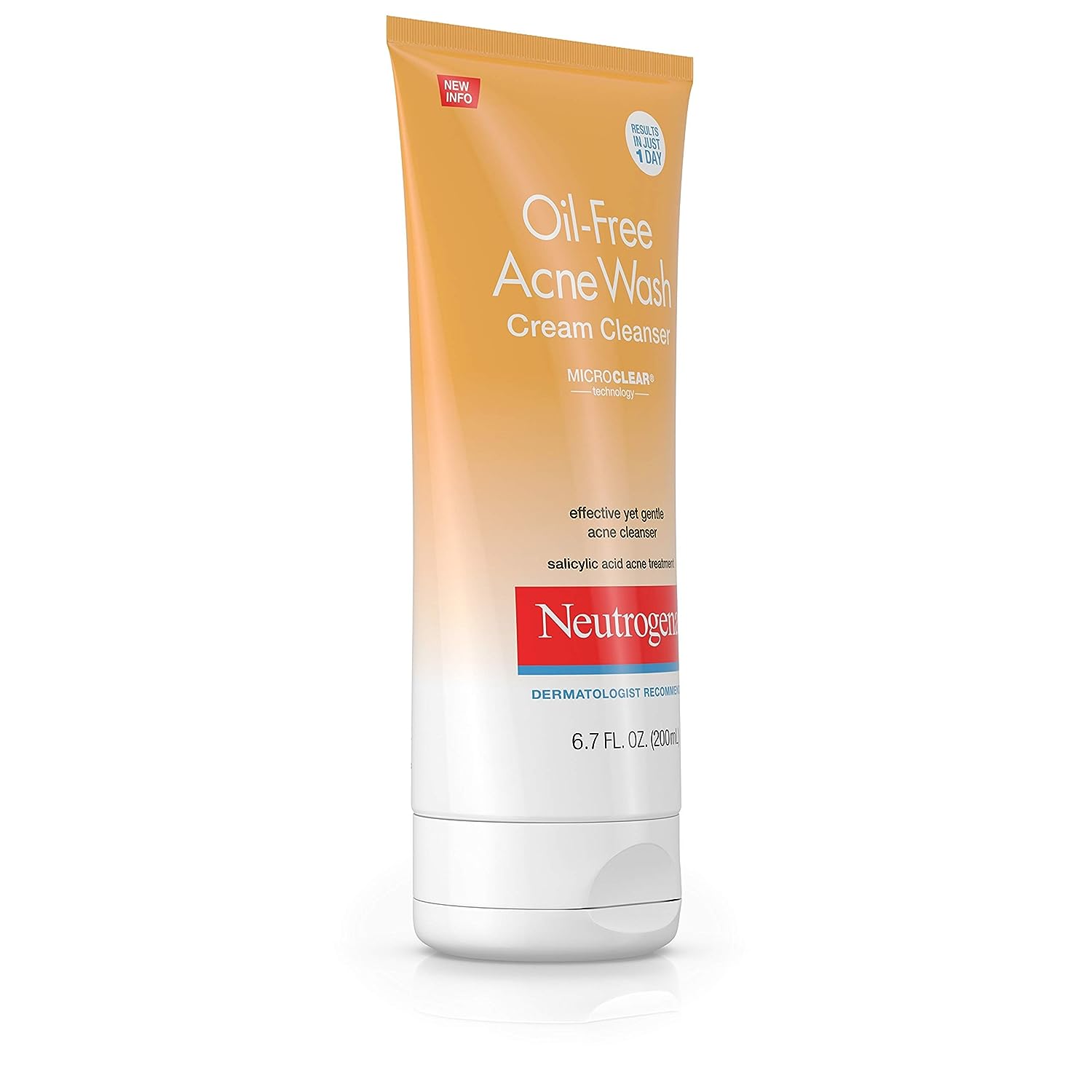 Neutrogena Oil-Free Acne Face Wash Cream Cleanser with Salicylic Acid, Non-Comedogenic Acne-Prone Skin Cleanser, 6.7 fl. oz