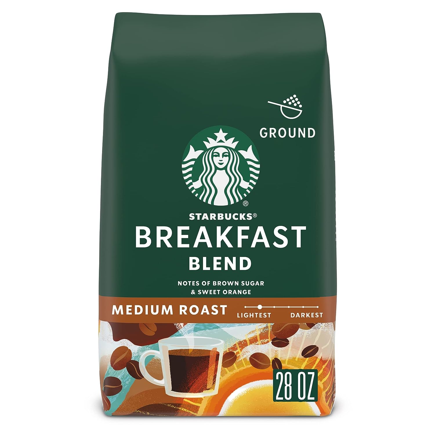 Starbucks Ground Coffee—Medium Roast Coffee—Breakfast Blend—100% Arabica—1 bag (28 oz)