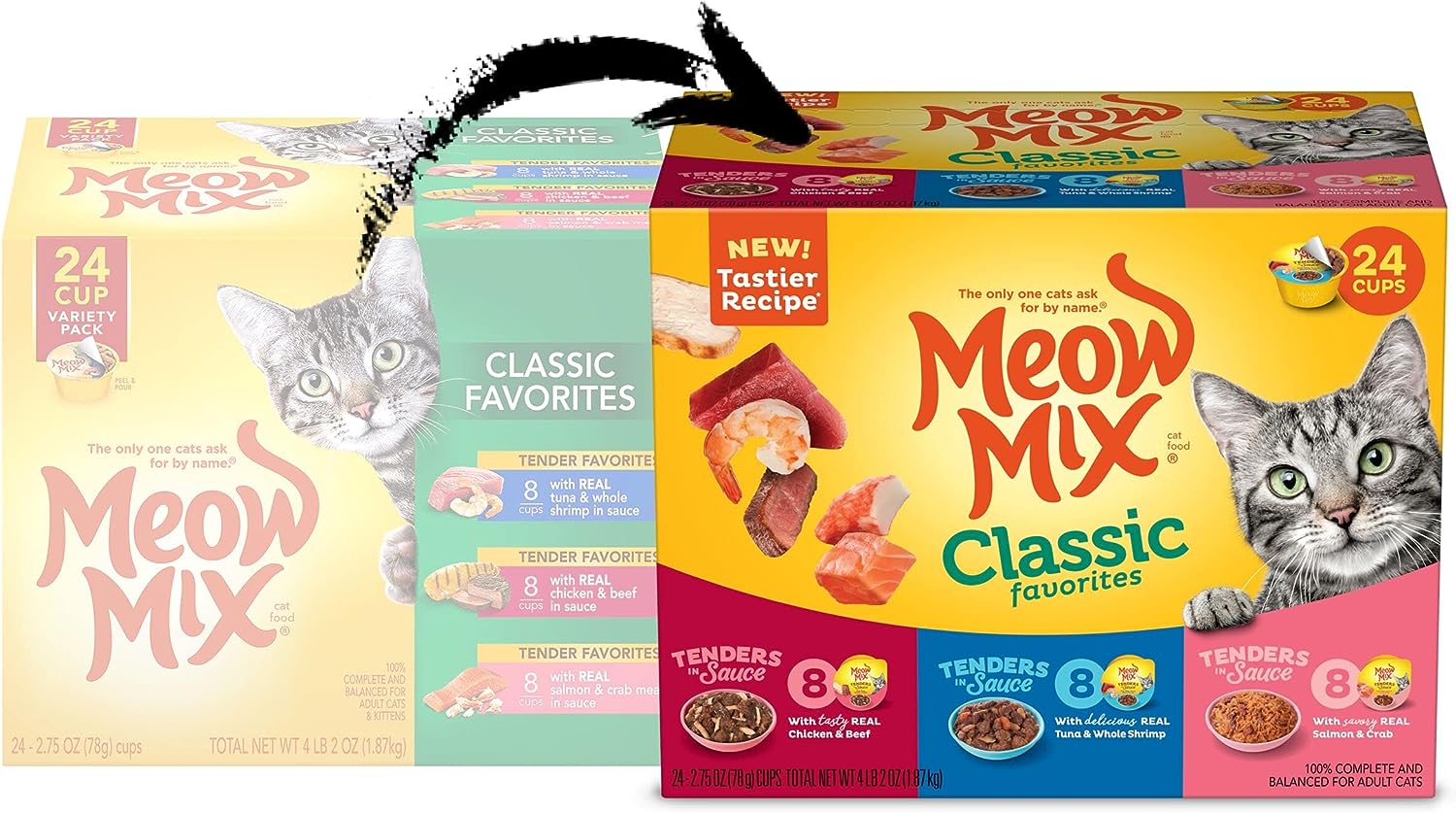 Meow Mix Classic Favorites Wet Cat Food, Variety Pack, 2.75 Ounce Cup (Pack of 48)