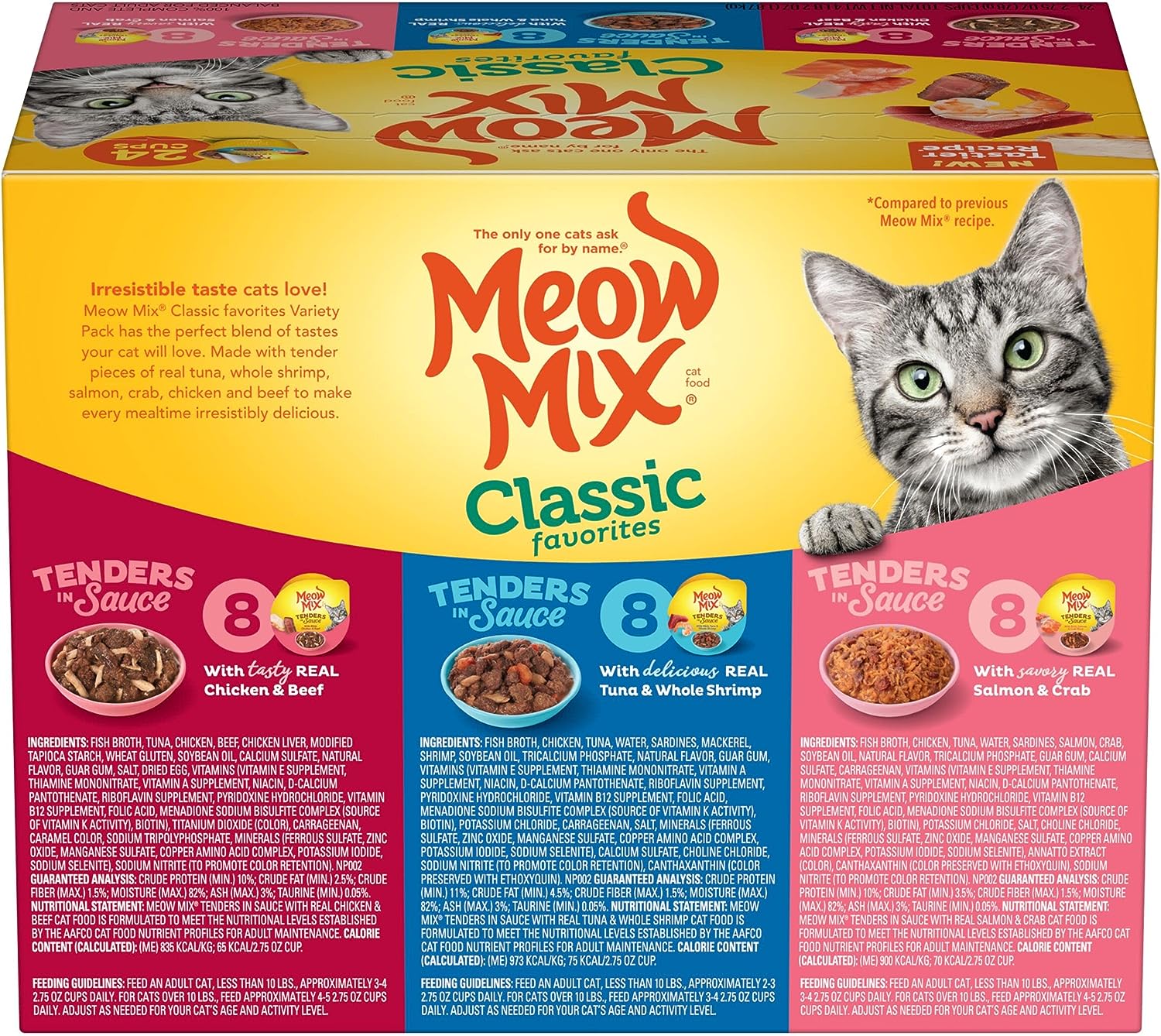 Meow Mix Classic Favorites Wet Cat Food, Variety Pack, 2.75 Ounce Cup (Pack of 48)