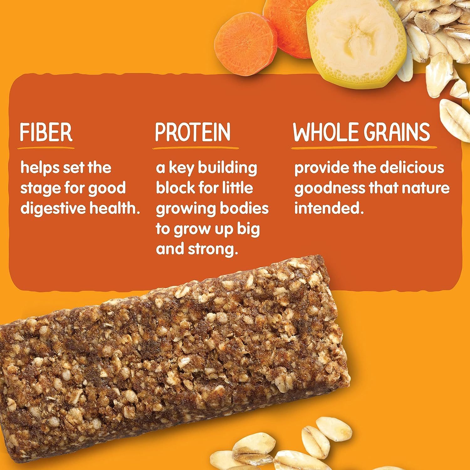 Happy Tot Organics Fiber & Protein Soft-Baked Oat Bars Organic Toddler Snack Banana & Carrot, 0.88 Ounce Bars, 5 Count Box (Pack of 6)