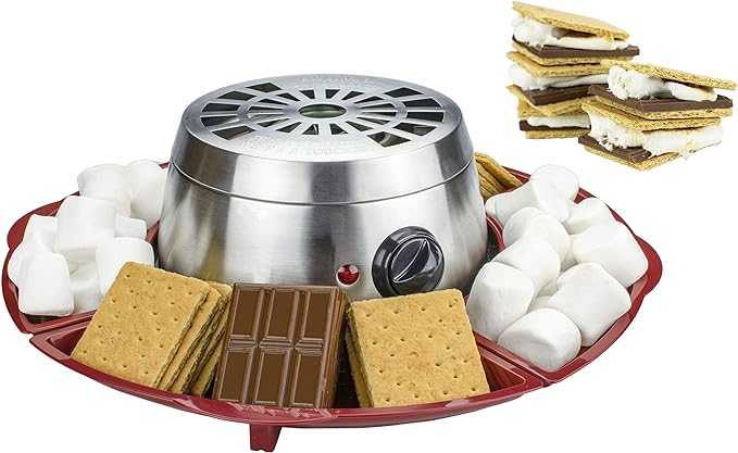 Brentwood Appliances TS603 Indoor Electric Stainless Steel S’Mores Maker with 4 Trays and 4 Roasting Forks, One Size, Multicolored