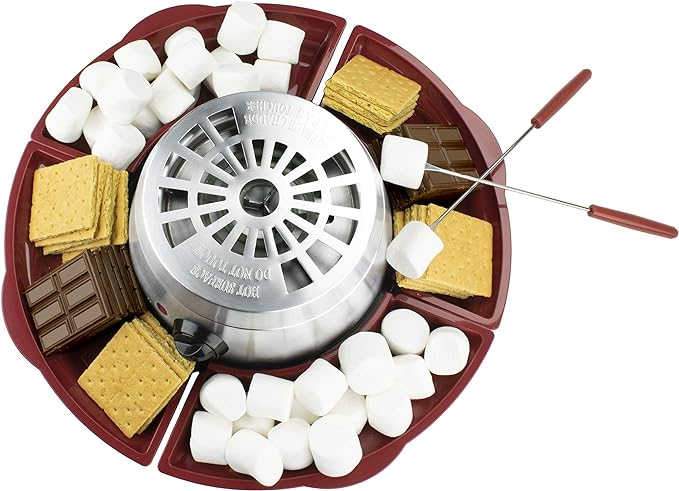 Brentwood Appliances TS603 Indoor Electric Stainless Steel S’Mores Maker with 4 Trays and 4 Roasting Forks, One Size, Multicolored