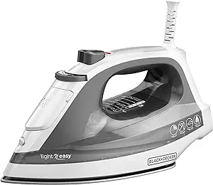BLACK+DECKER Light ‘N Easy™ Compact Steam Iron with Stainless Steel Soleplate, Lightweight, Anti-Drip, Grey