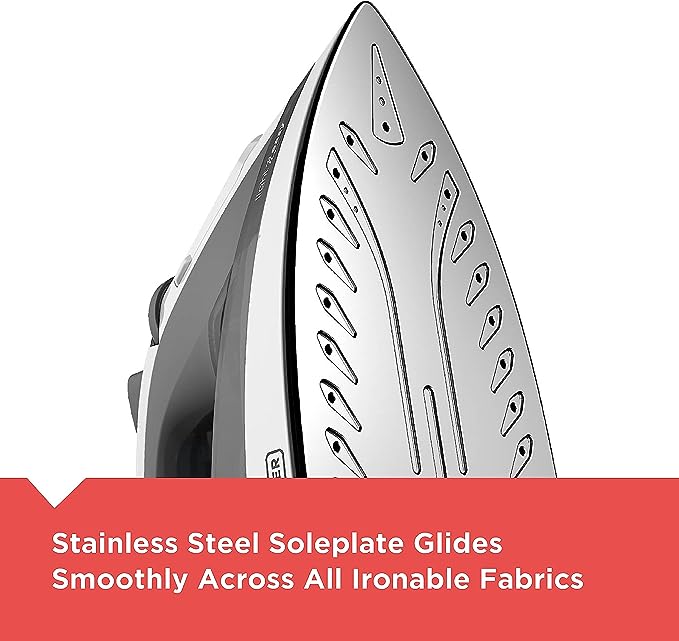 BLACK+DECKER Light ‘N Easy™ Compact Steam Iron with Stainless Steel Soleplate, Lightweight, Anti-Drip, Grey