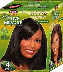 African Pride Olive Miracle Deep Conditioning No-Lye Relaxer - Regular Kit 4-Count