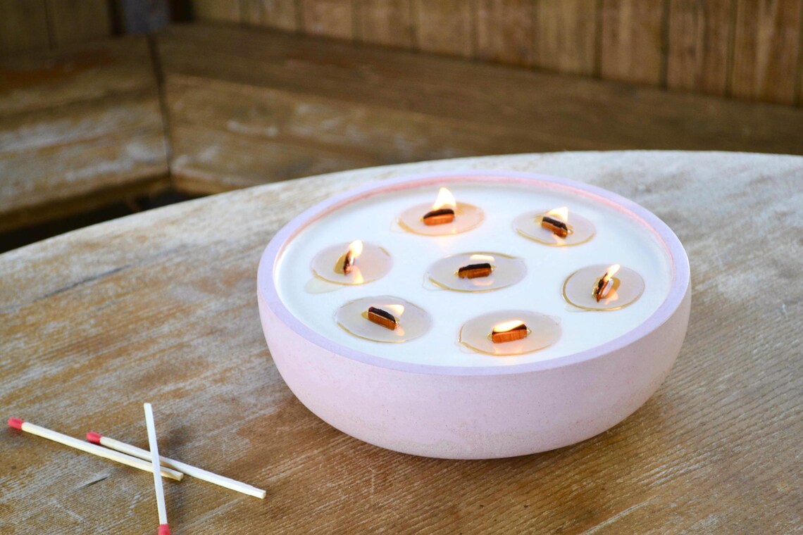 Didelė žvakė betono dubenyje/ xxl