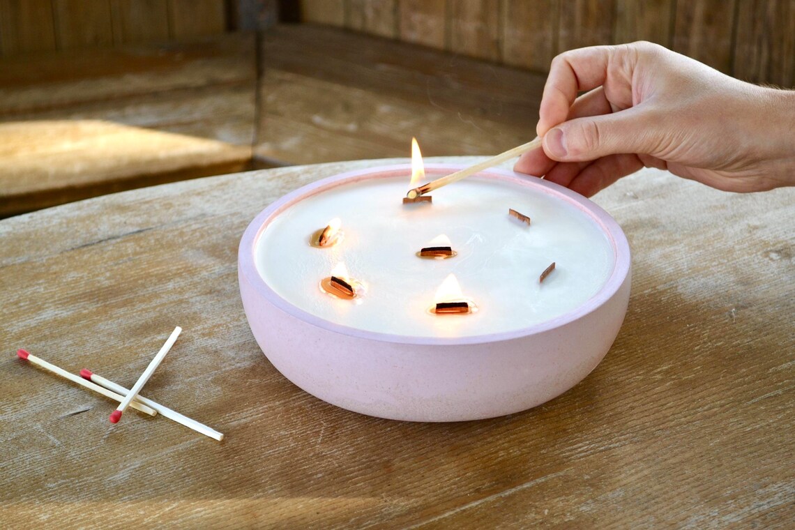 Didelė žvakė betono dubenyje/ xxl