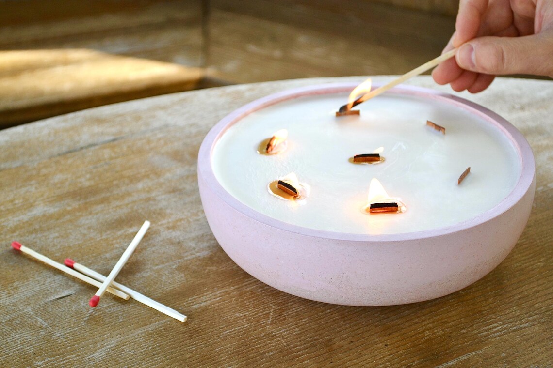 Didelė žvakė betono dubenyje/ xxl