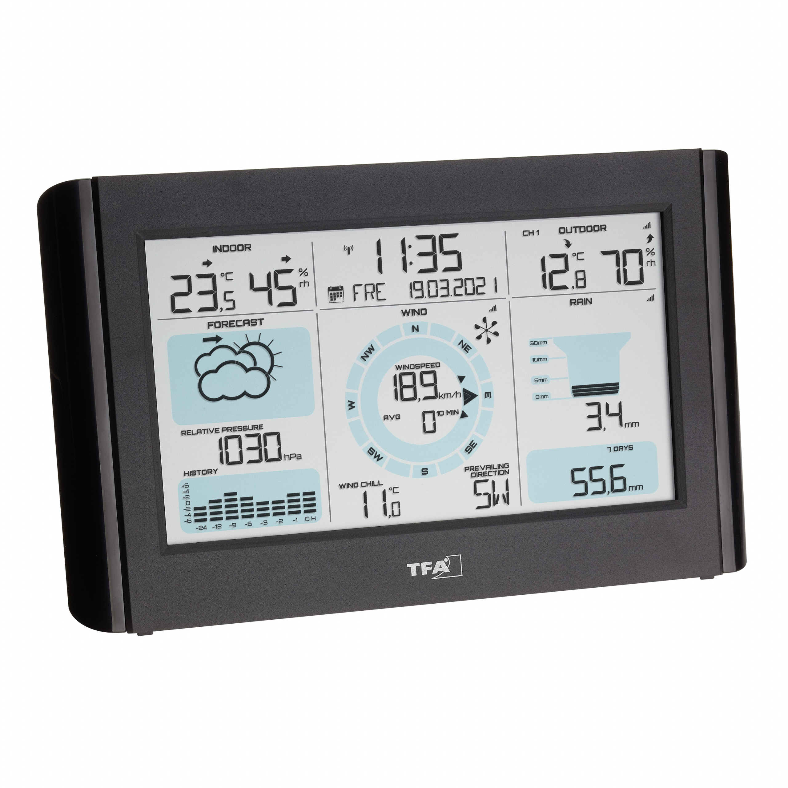 Wireless weather station with wind and rain gauge