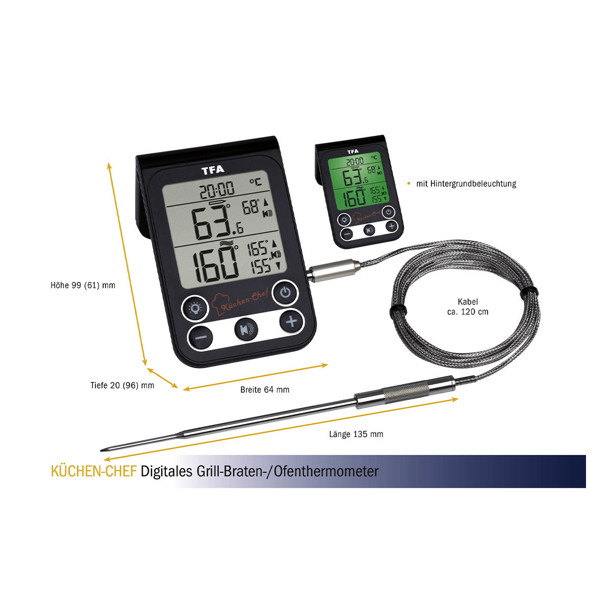 Digital BBQ meatoven thermometer