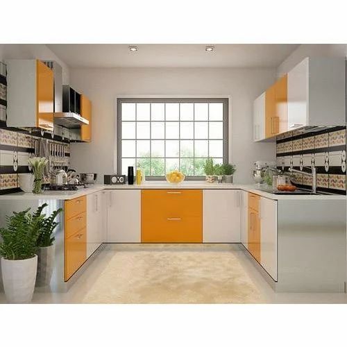 SS U Shaped Modular Kitchen